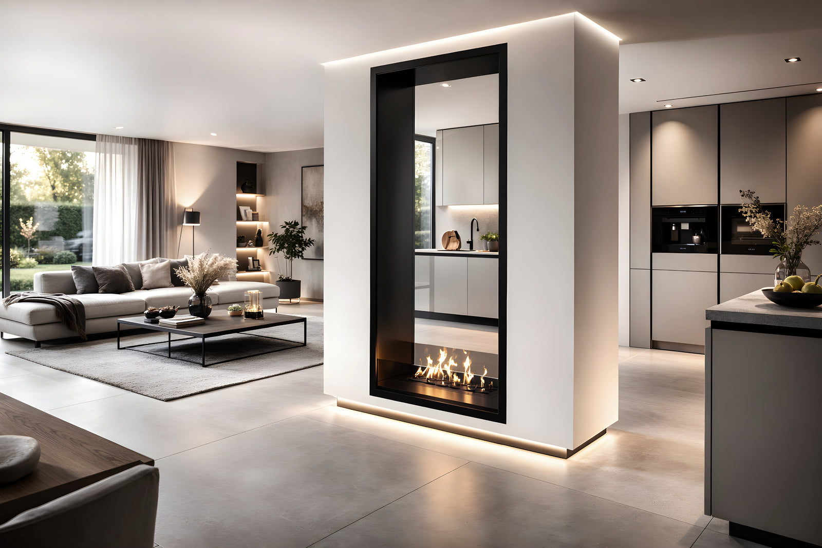 Fame Vertical See-Through Bio Ethanol Fireplace 80 x 140 cm