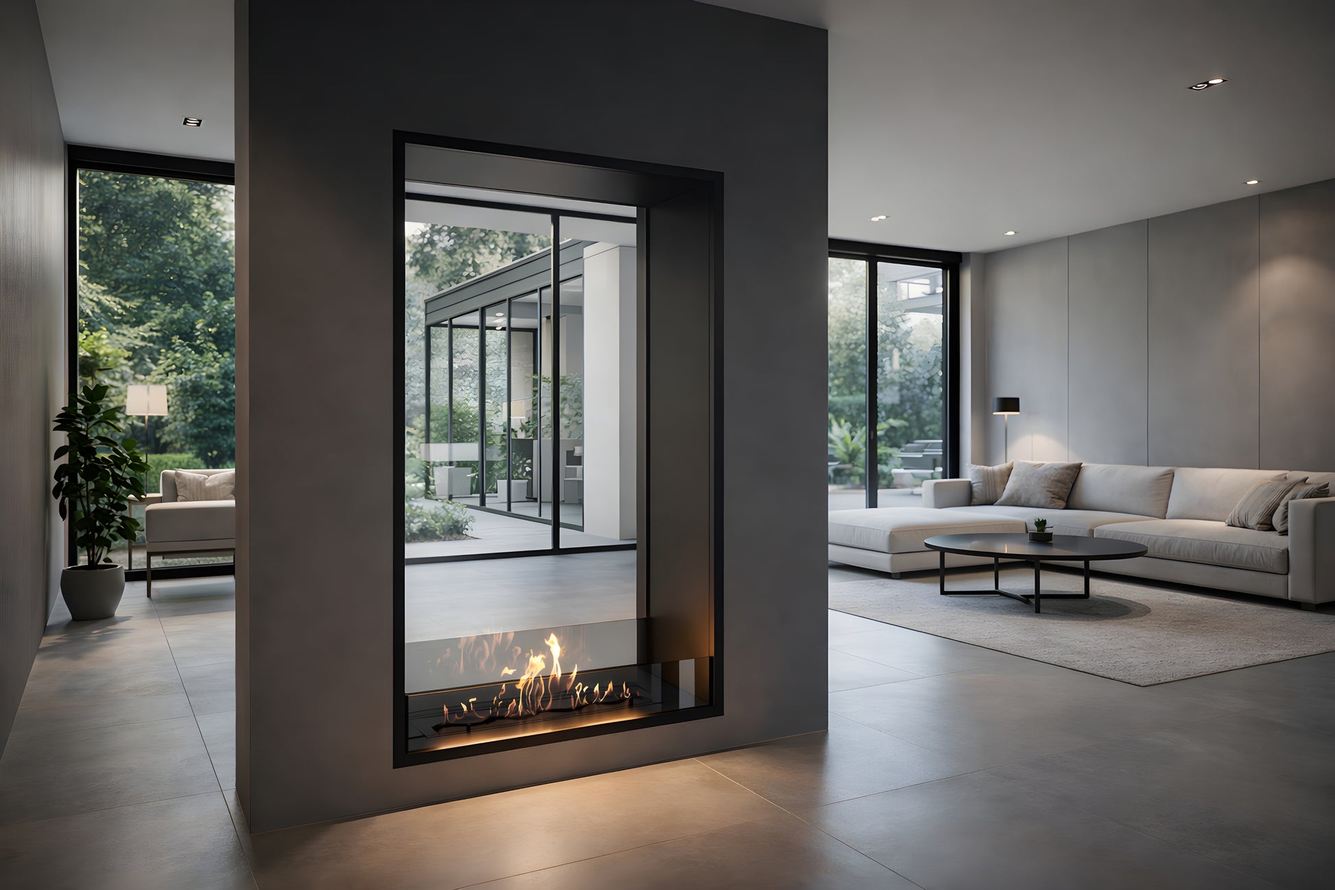 Fame Vertical See-Through Bio Ethanol Fireplace 90 x 180 cm