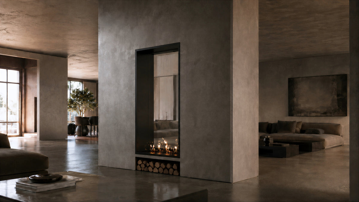 Fame Vertical See-Through Fireplace Single Full Glass 60 x 160 cm