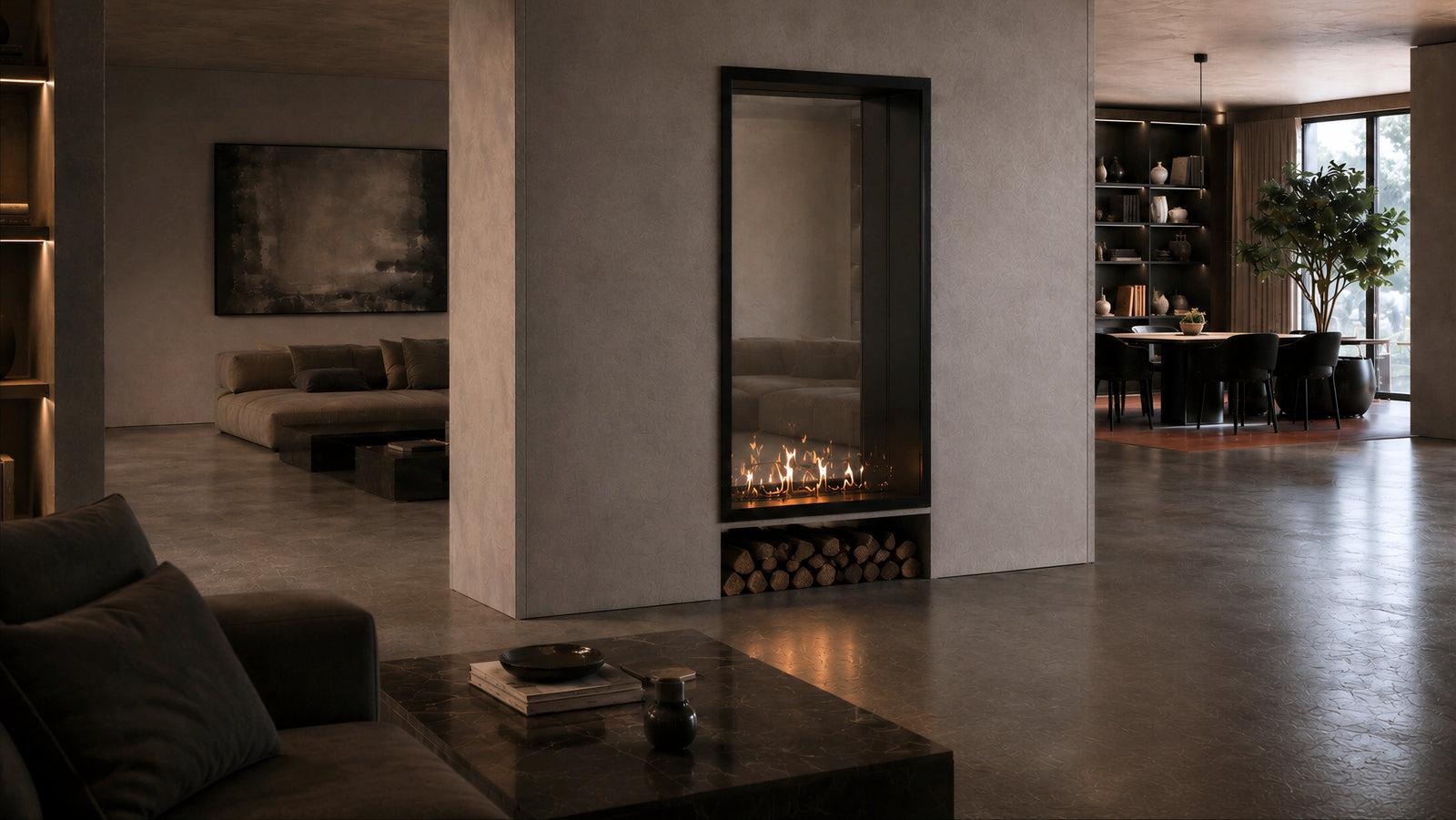 Fame Vertical See-Through Fireplace Single Full Glass 60 x 160 cm