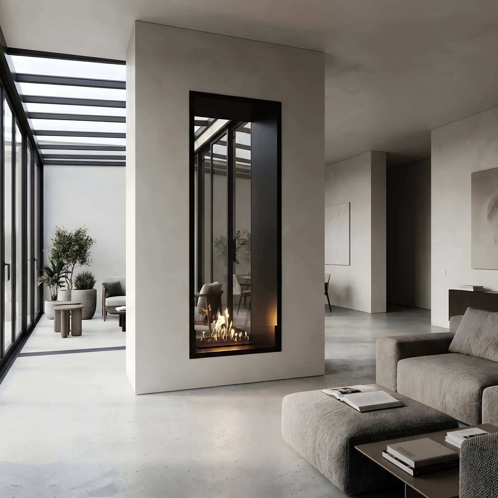 Fame Vertical See-Through Fireplace Single Full Glass 60 x 100 cm