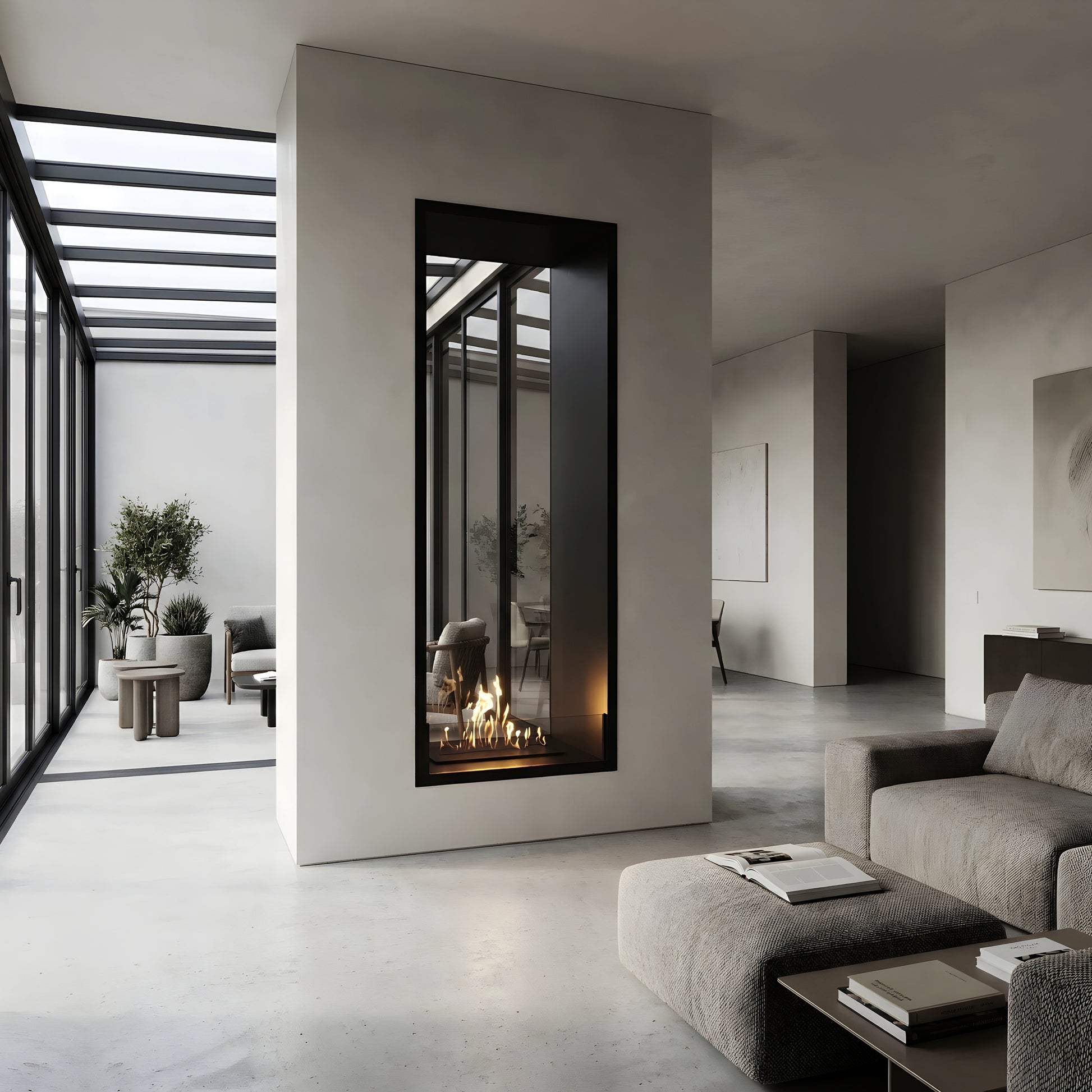 Fame Vertical See-Through Fireplace Single Full Glass 60 x 100 cm