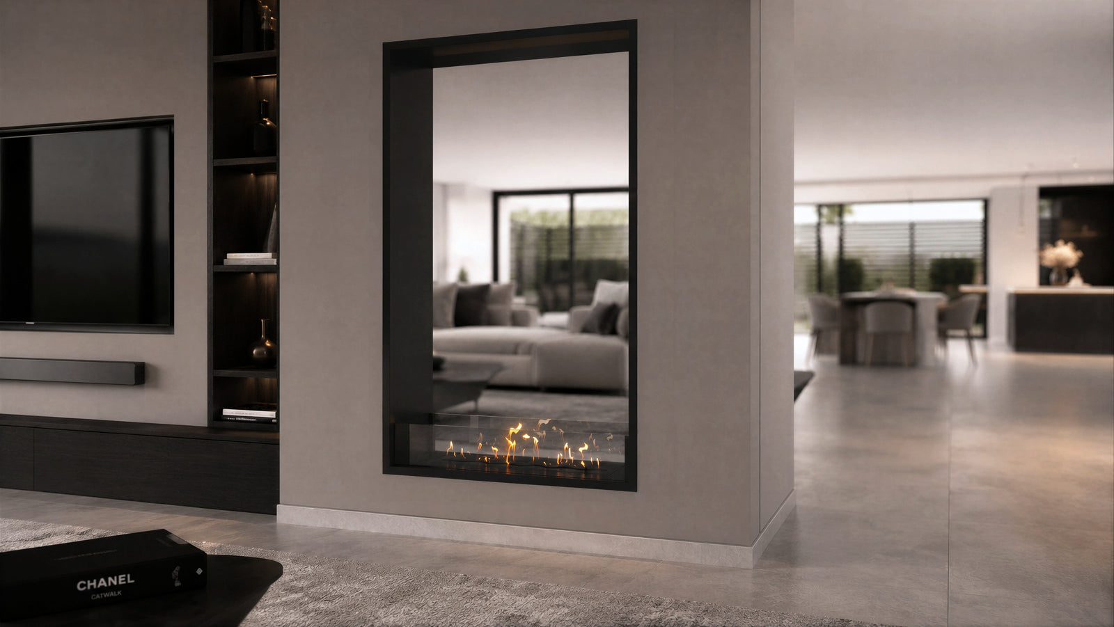 Fame Vertical See-Through Bio Ethanol Fireplace 100 x 100 cm