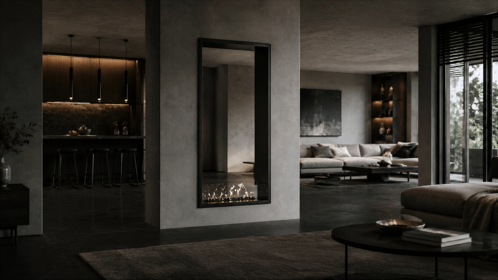 Fame Vertical See-Through Bio Ethanol Fireplace 100 x 120 cm