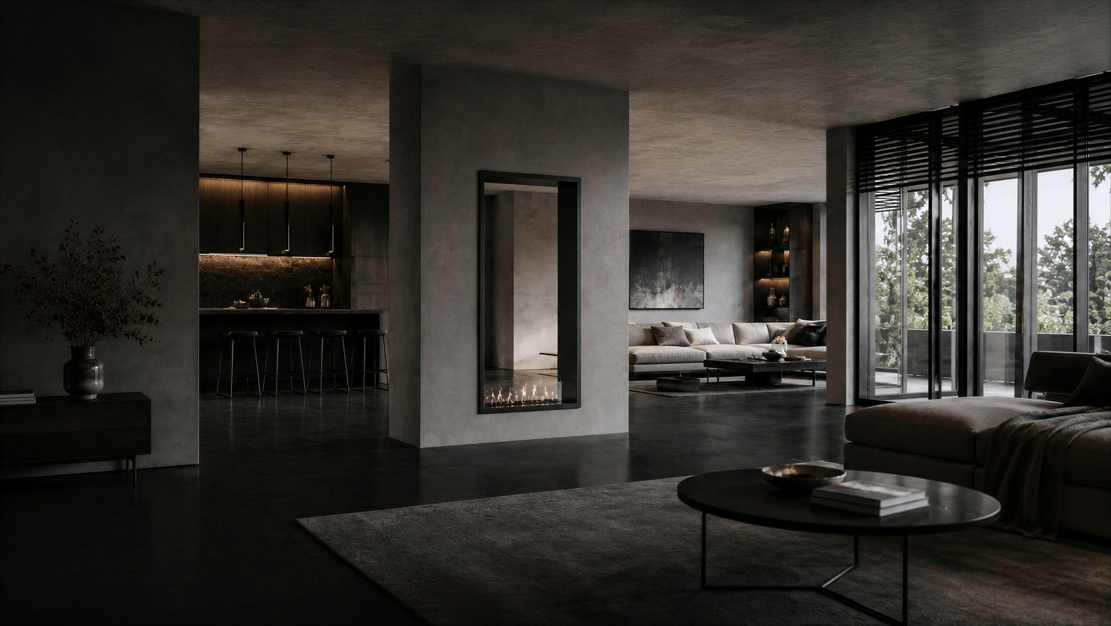 Fame Vertical See-Through Bio Ethanol Fireplace 100 x 120 cm