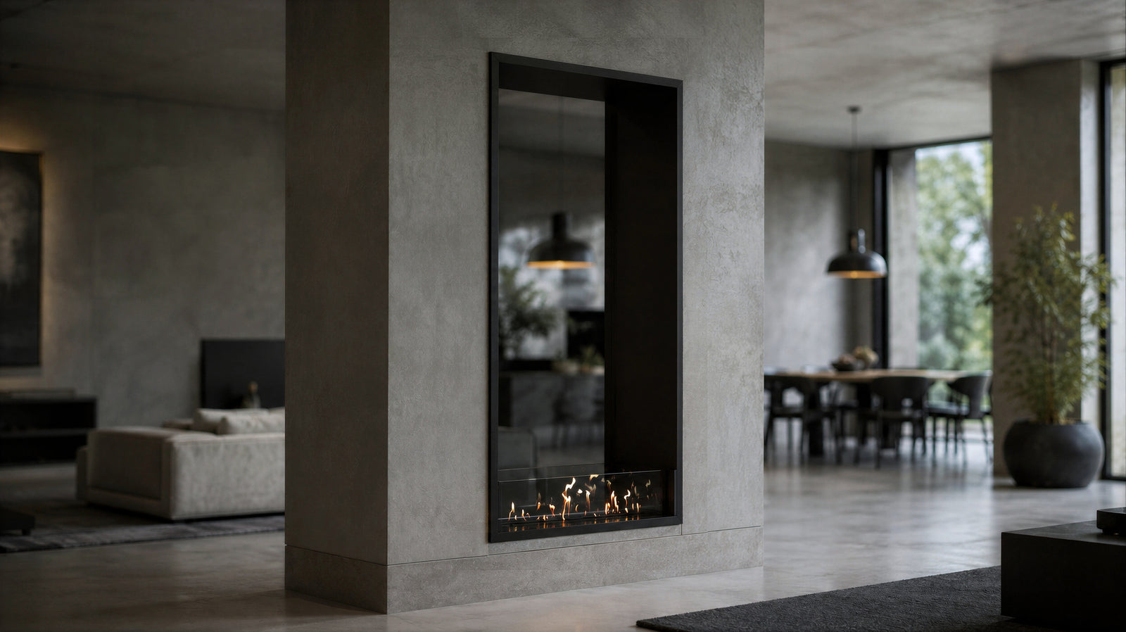 Fame Vertical See-Through Bio Ethanol Fireplace 100 x 140 cm