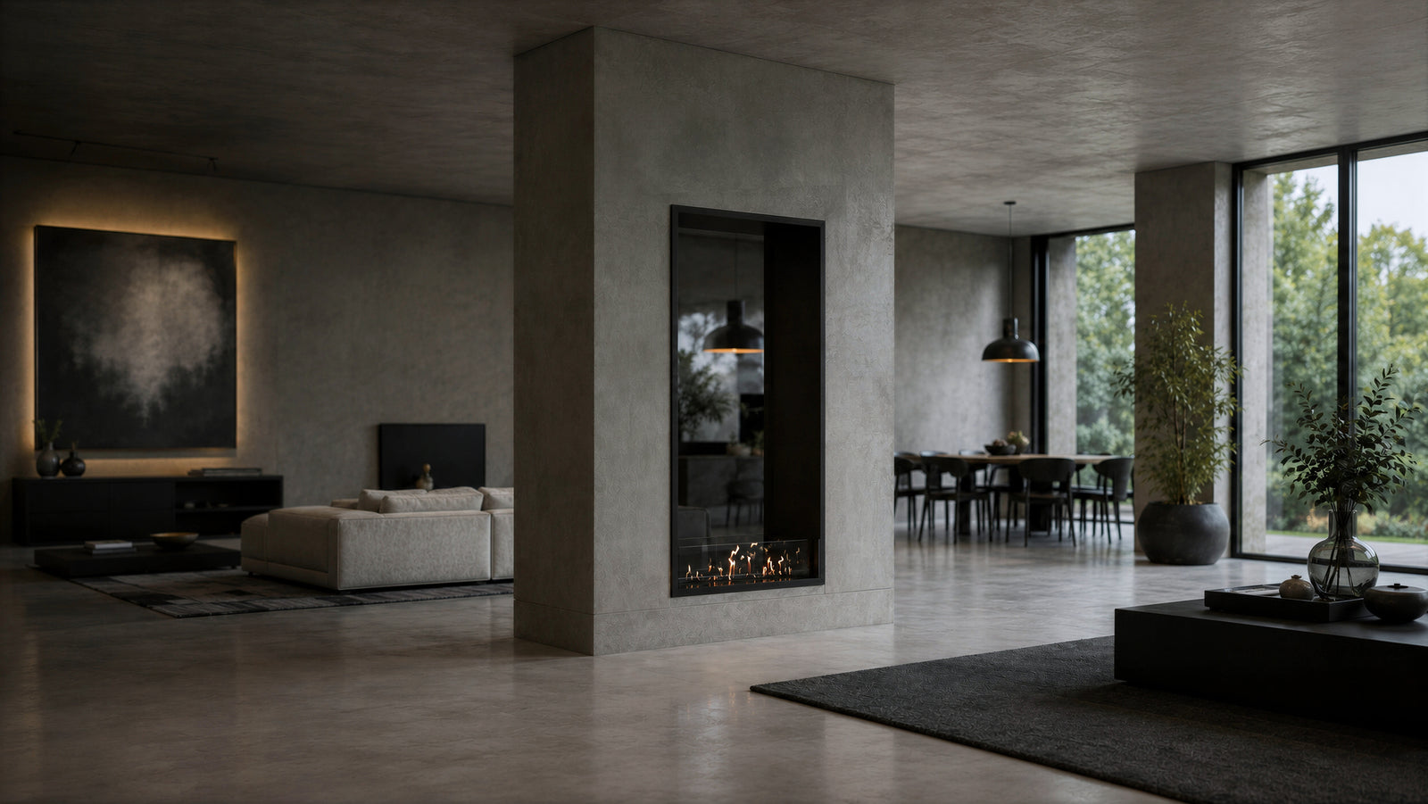 Fame Vertical See-Through Bio Ethanol Fireplace 100 x 140 cm