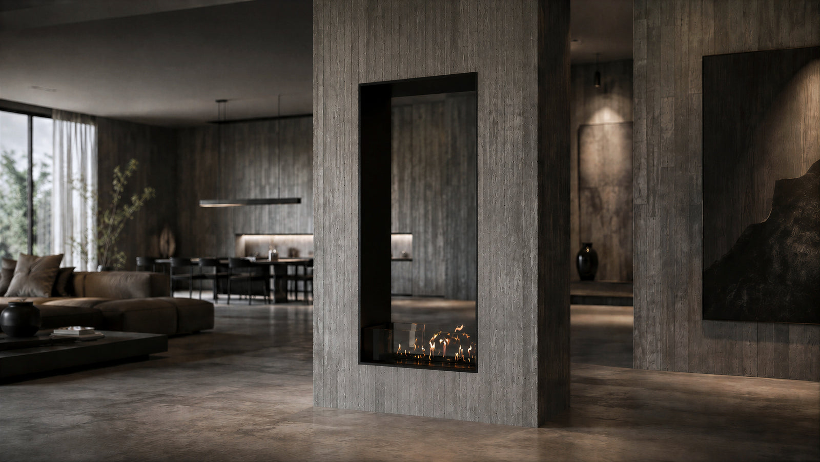 Fame Vertical See-Through Bio Ethanol Fireplace 100 x 160 cm
