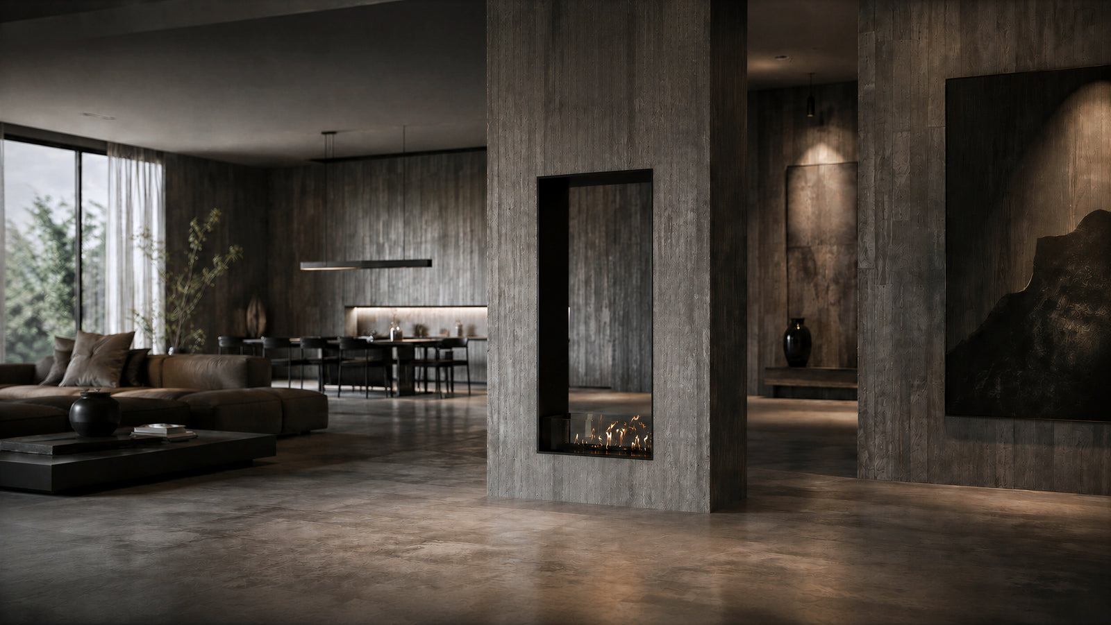 Fame Vertical See-Through Bio Ethanol Fireplace 100 x 160 cm