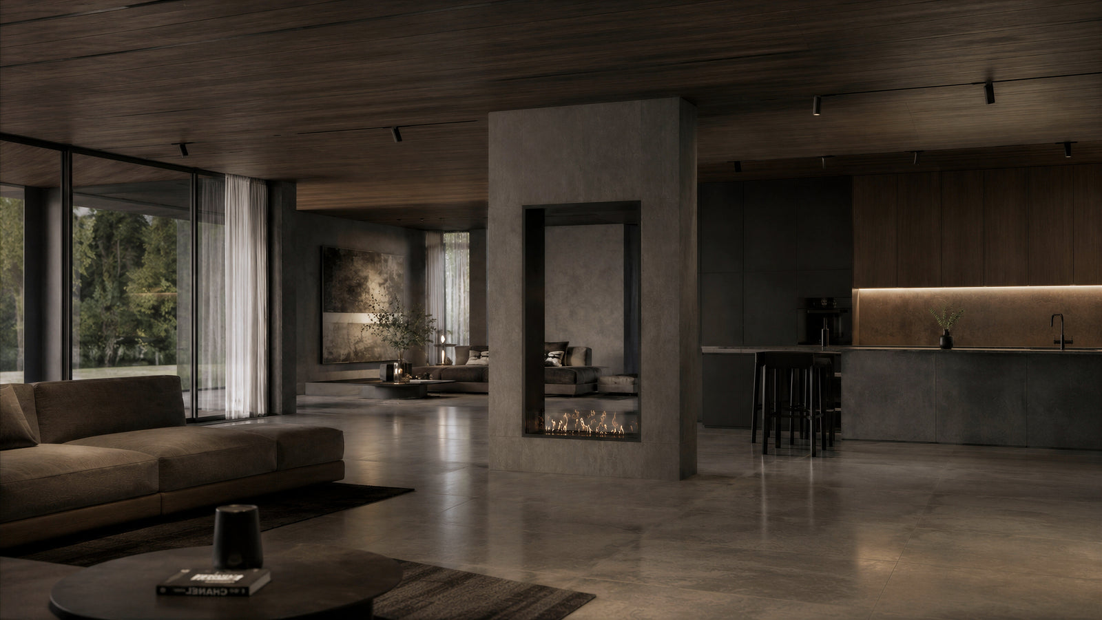 Fame Vertical See-Through Bio Ethanol Fireplace 100 x 180 cm