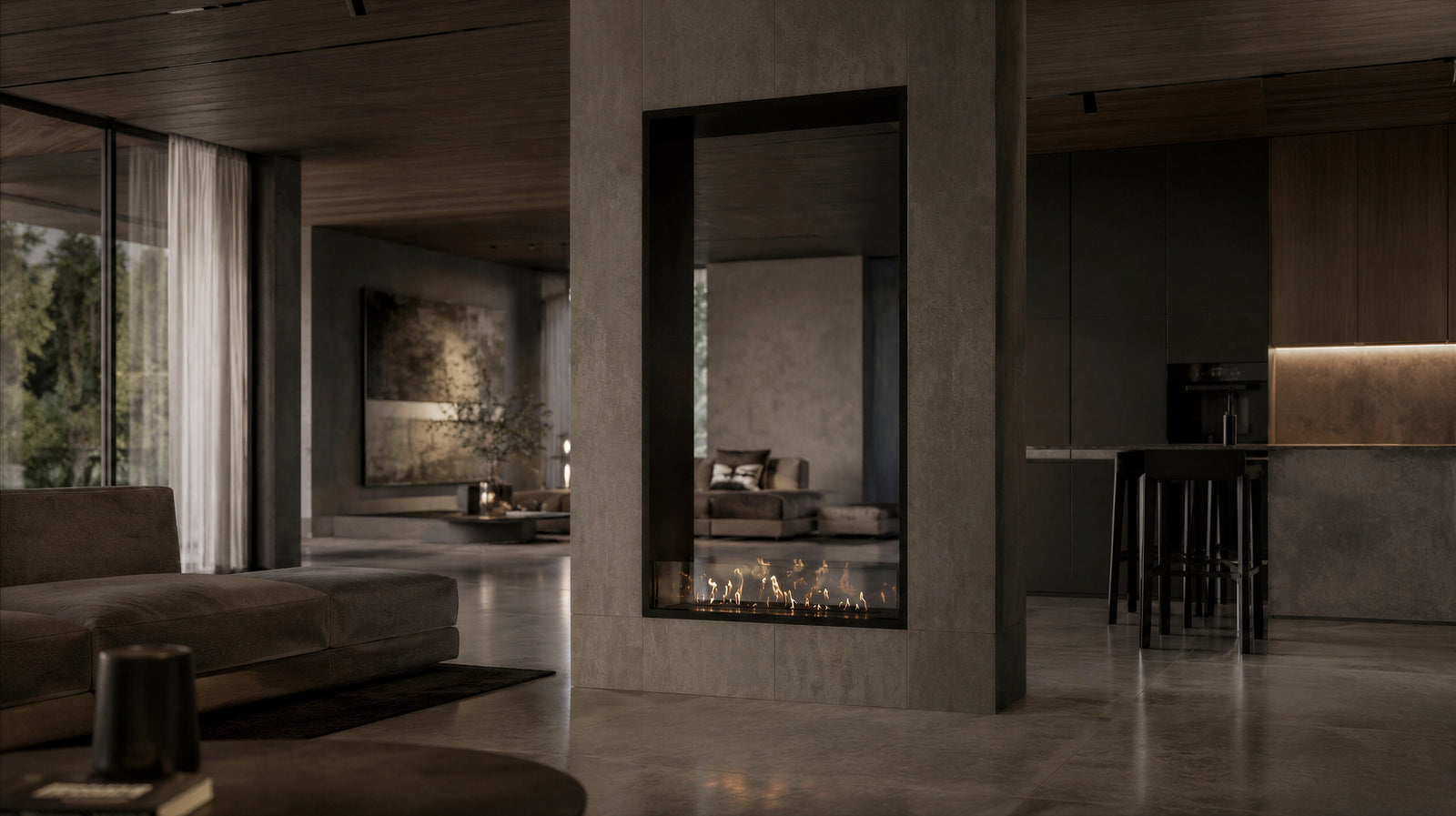 Fame Vertical See-Through Bio Ethanol Fireplace 100 x 180 cm