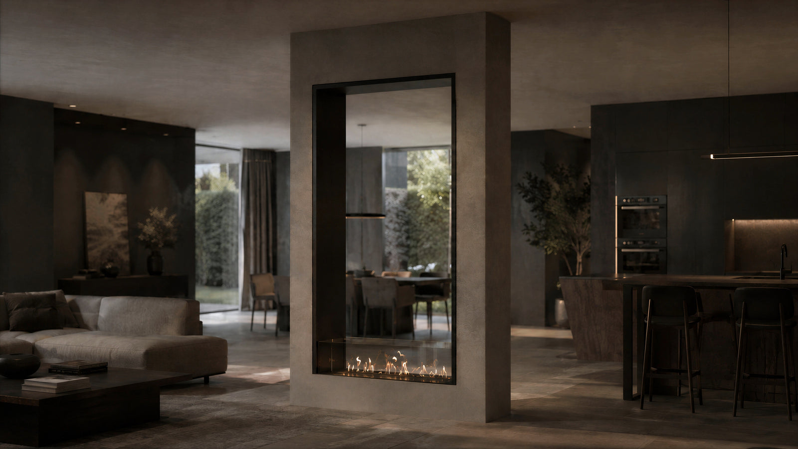 Fame Vertical See-Through Bio Ethanol Fireplace 100 x 200 cm