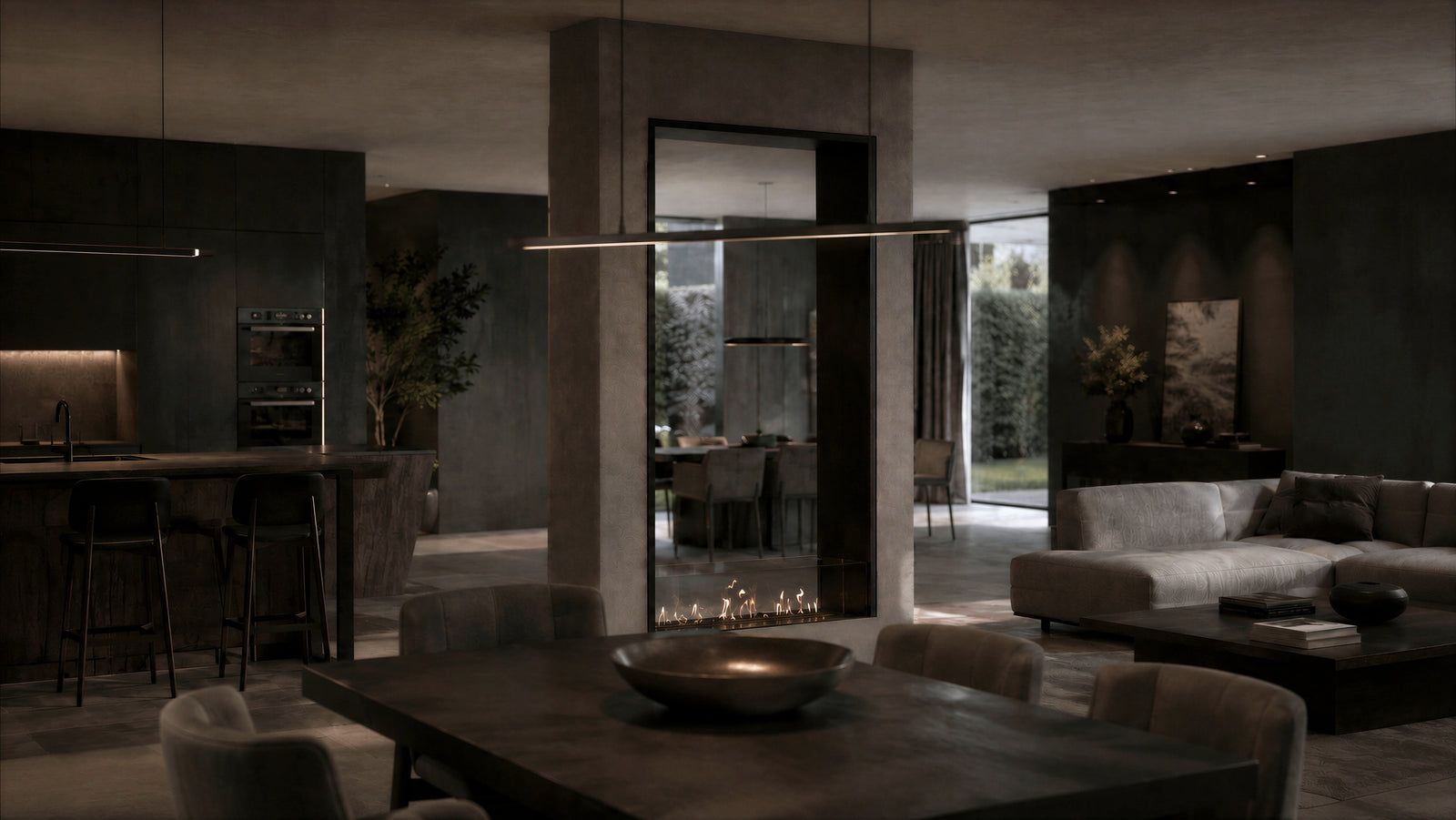 Fame Vertical See-Through Bio Ethanol Fireplace 100 x 200 cm