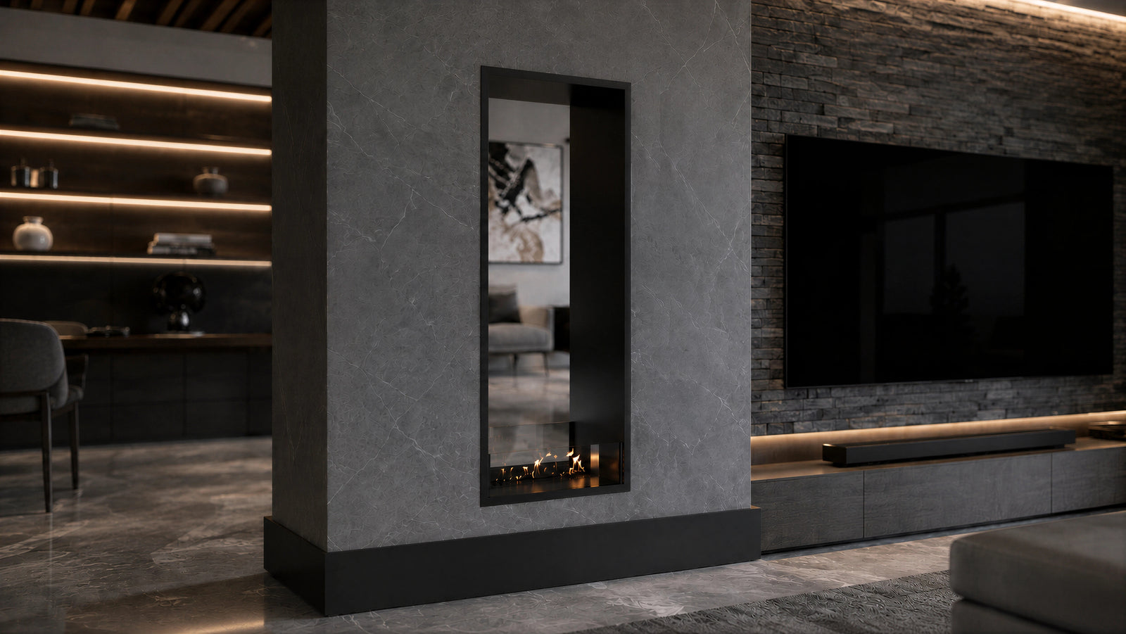 Fame Vertical See-Through Bio Ethanol Fireplace 60 x 100 cm
