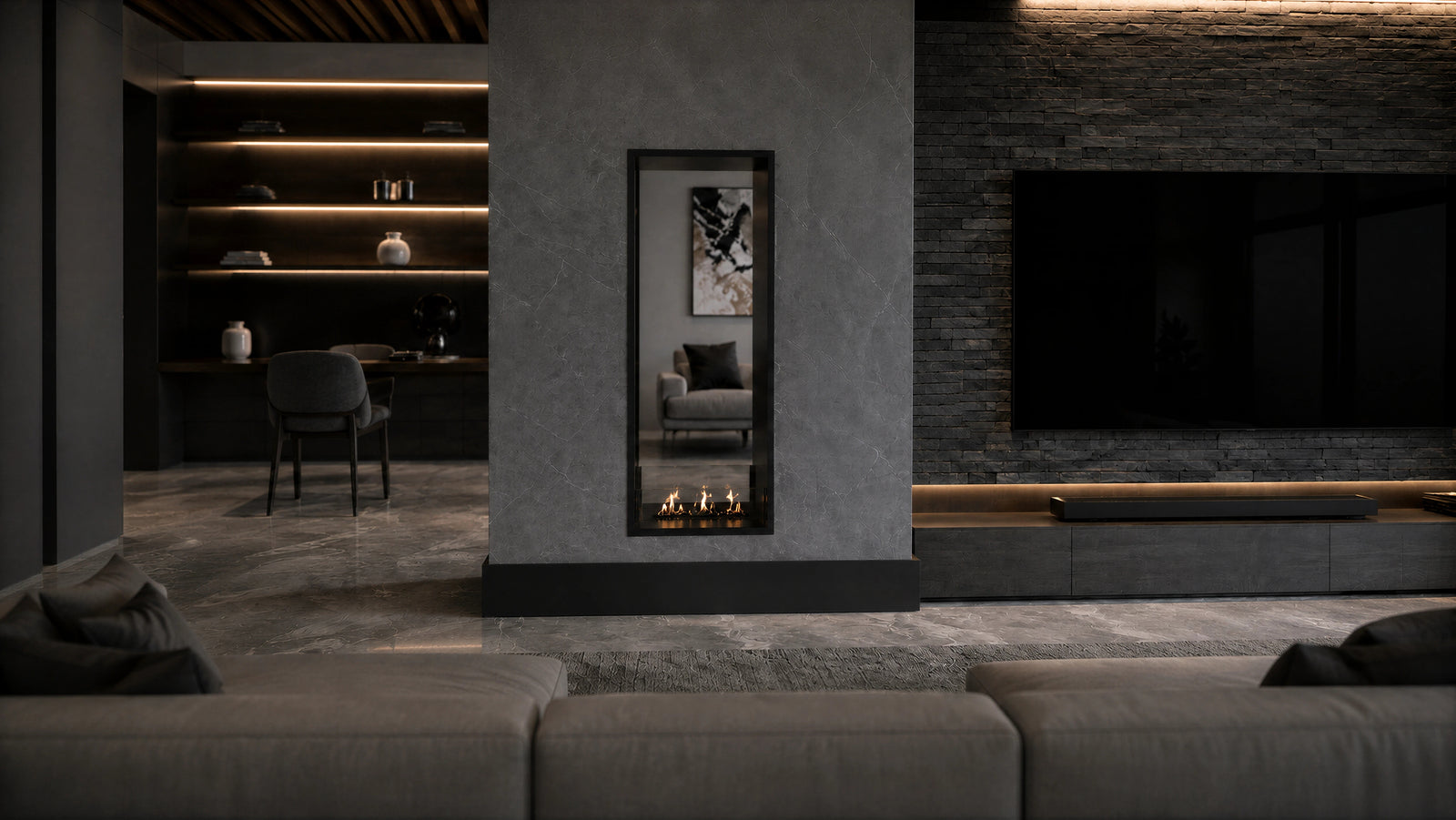 Fame Vertical See-Through Bio Ethanol Fireplace 60 x 100 cm