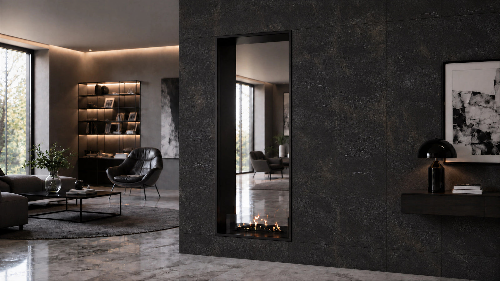 Fame Vertical See-Through Bio Ethanol Fireplace 60 x 140 cm