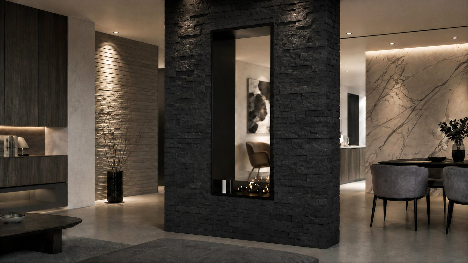 Fame Vertical See-Through Bio Ethanol Fireplace 60 x 180 cm