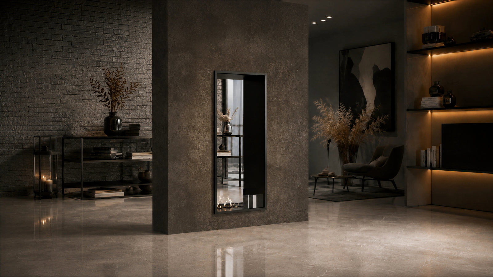 Fame Vertical See-Through Bio Ethanol Fireplace 60 x 200 cm