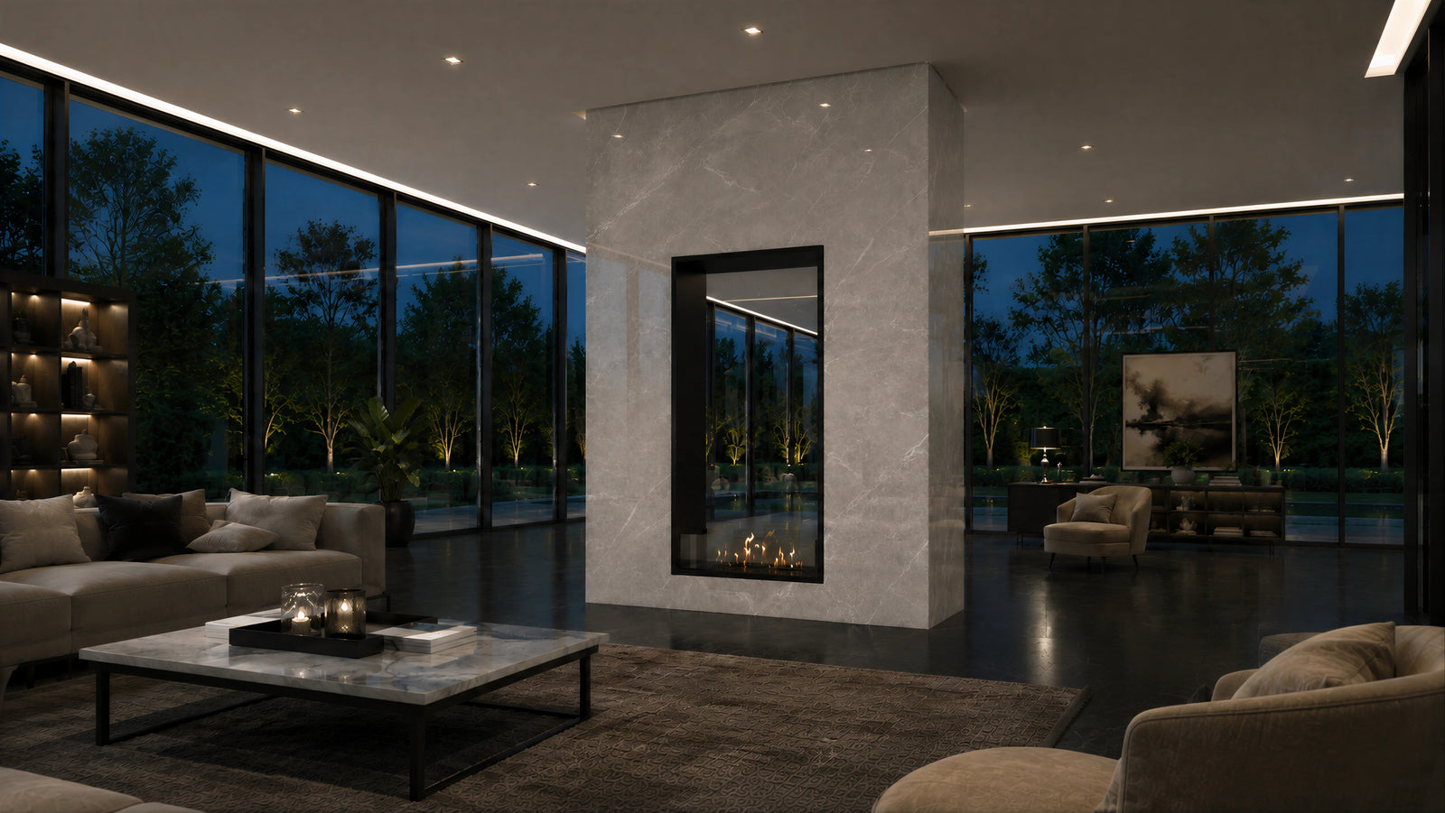 Fame Vertical See-Through Bio Ethanol Fireplace 70 x 100 cm