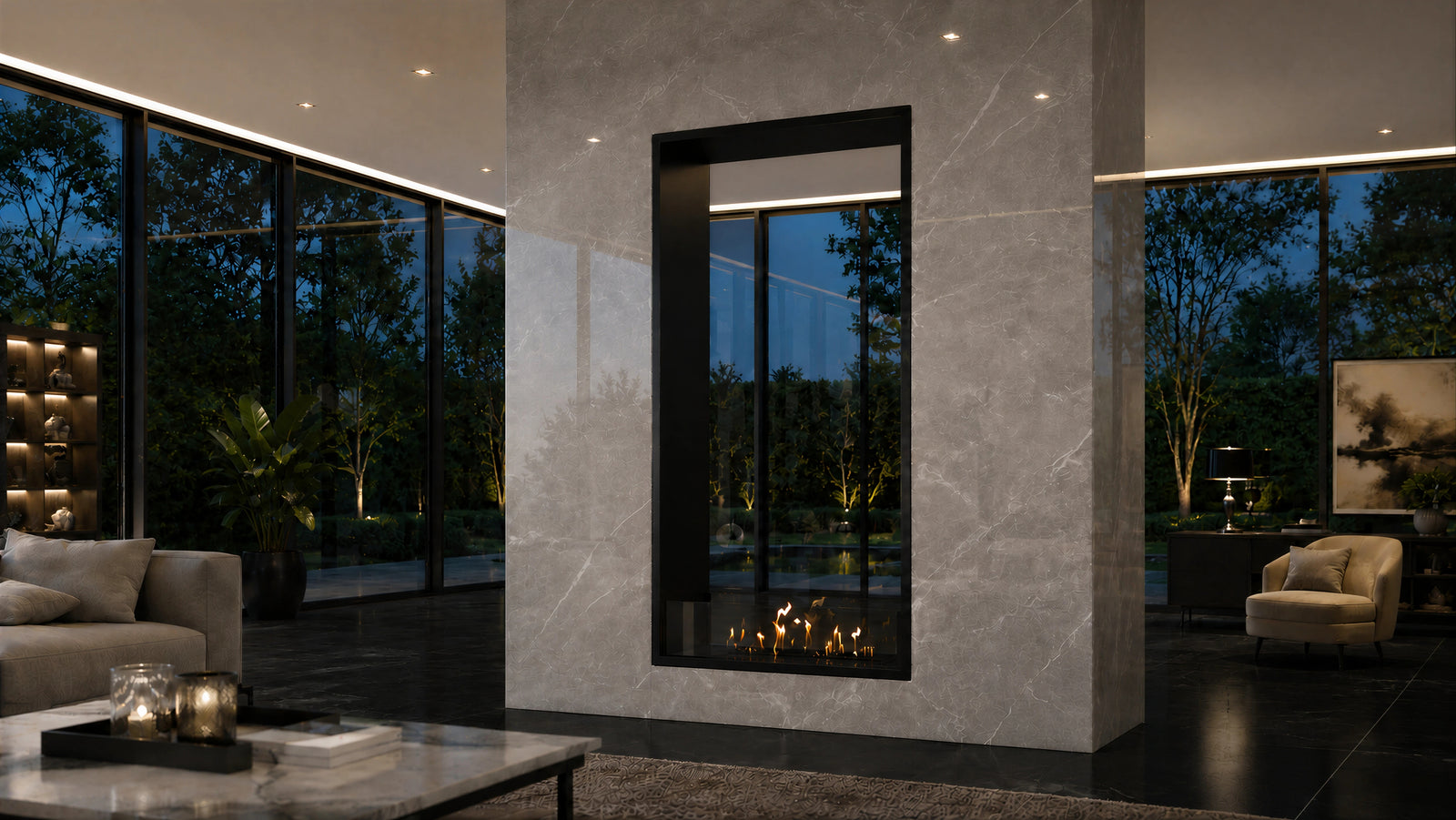 Fame Vertical See-Through Bio Ethanol Fireplace 70 x 100 cm