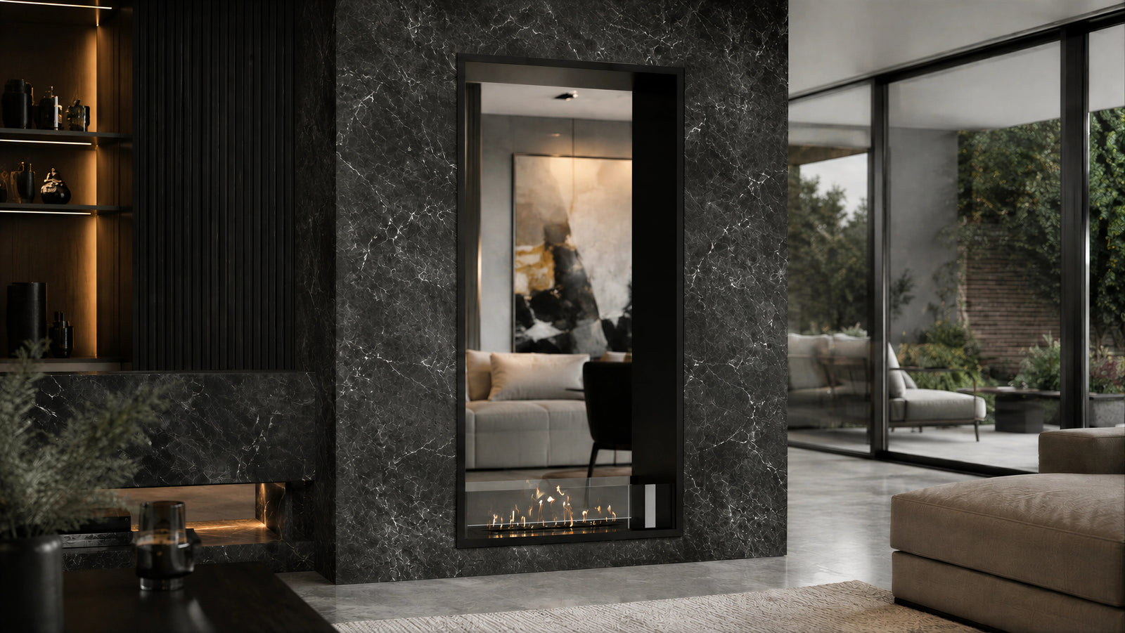 Fame Vertical See-Through Bio Ethanol Fireplace 70 x 120 cm