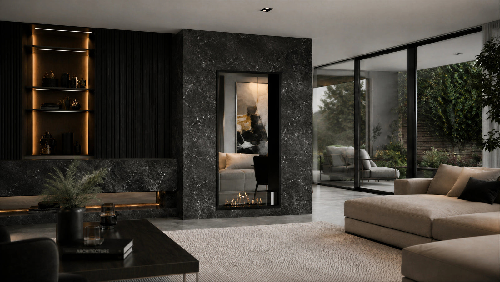 Fame Vertical See-Through Bio Ethanol Fireplace 70 x 120 cm