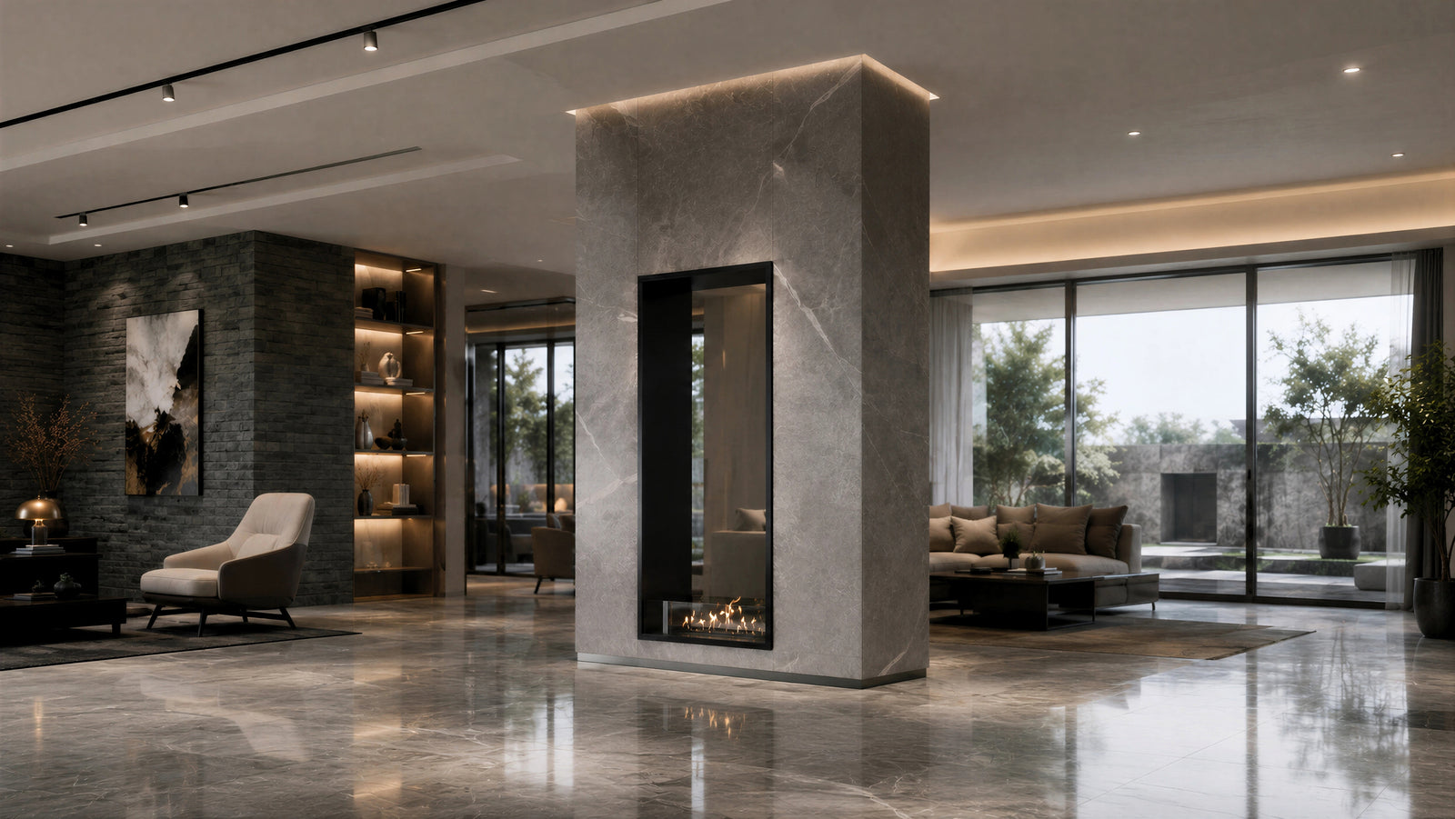Fame Vertical See-Through Bio Ethanol Fireplace 70 x 140 cm