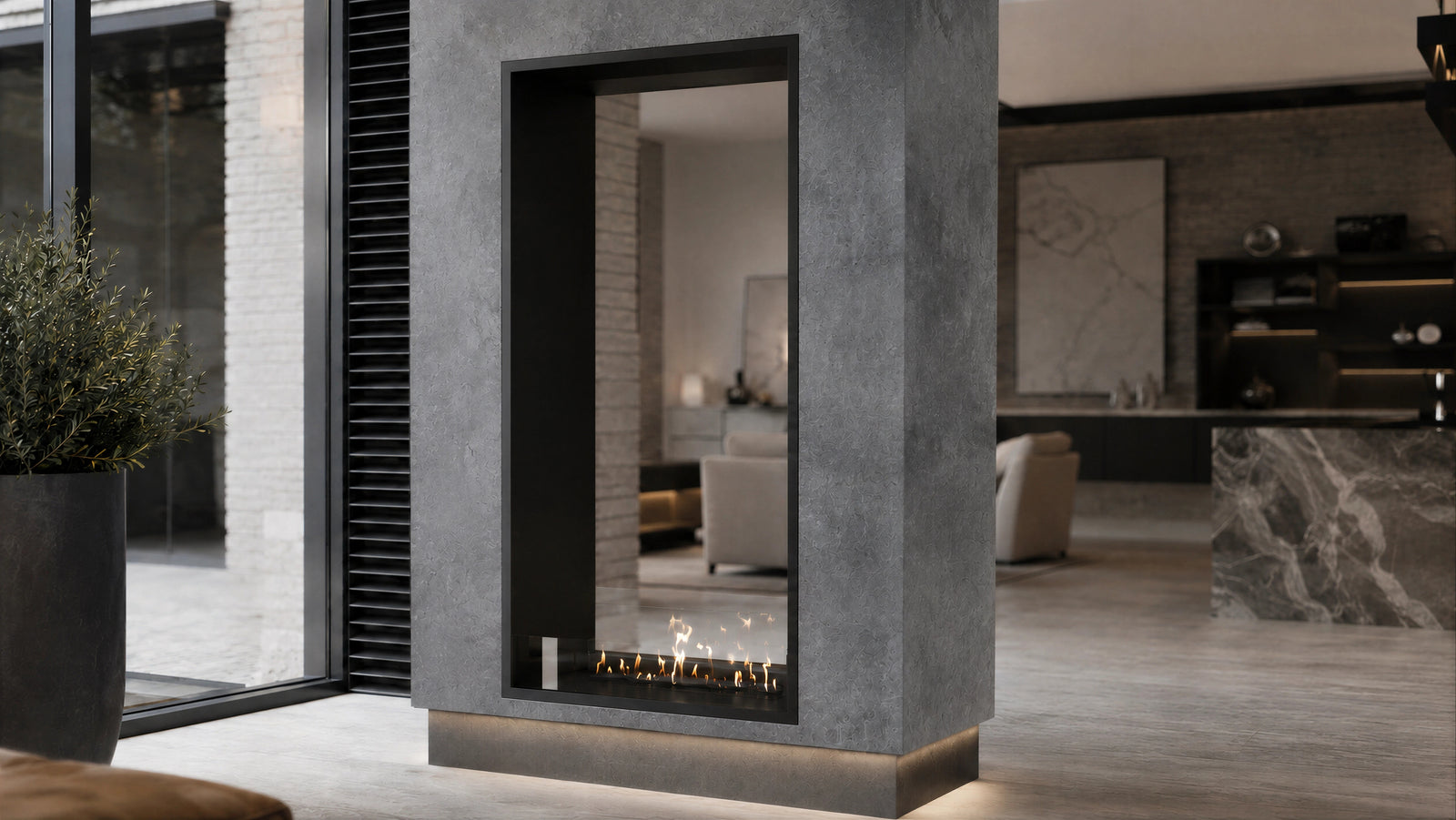 Fame Vertical See-Through Bio Ethanol Fireplace 70 x 160 cm