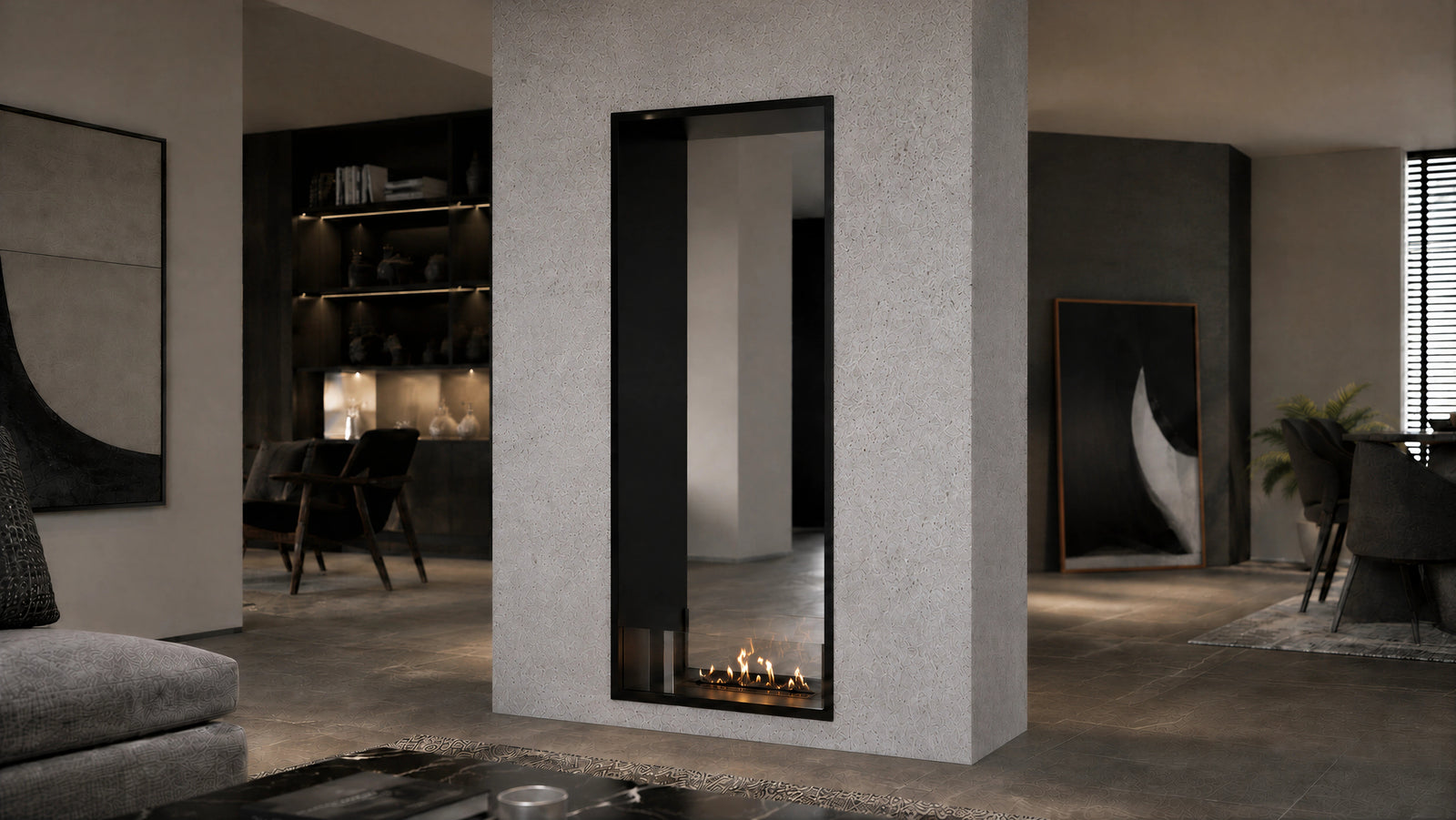 Fame Vertical See-Through Bio Ethanol Fireplace 70 x 180 cm