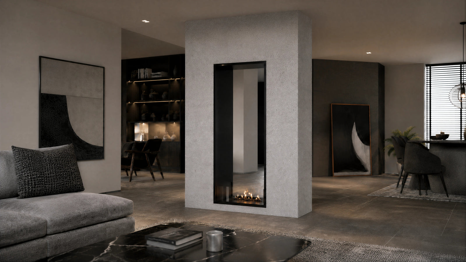 Fame Vertical See-Through Bio Ethanol Fireplace 70 x 180 cm