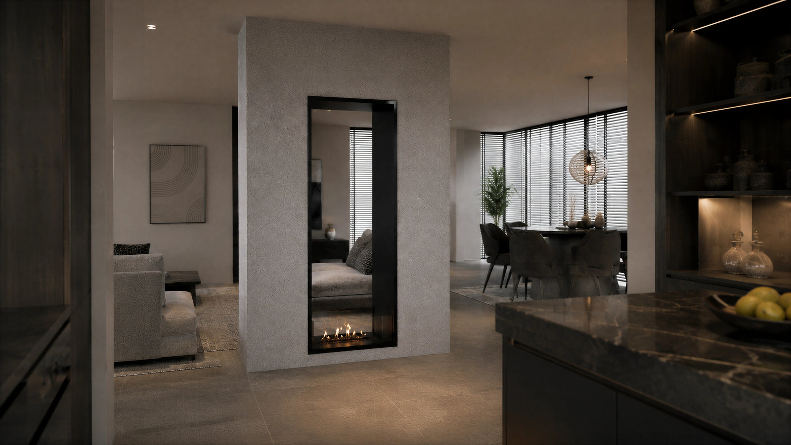 Fame Vertical See-Through Bio Ethanol Fireplace 70 x 180 cm