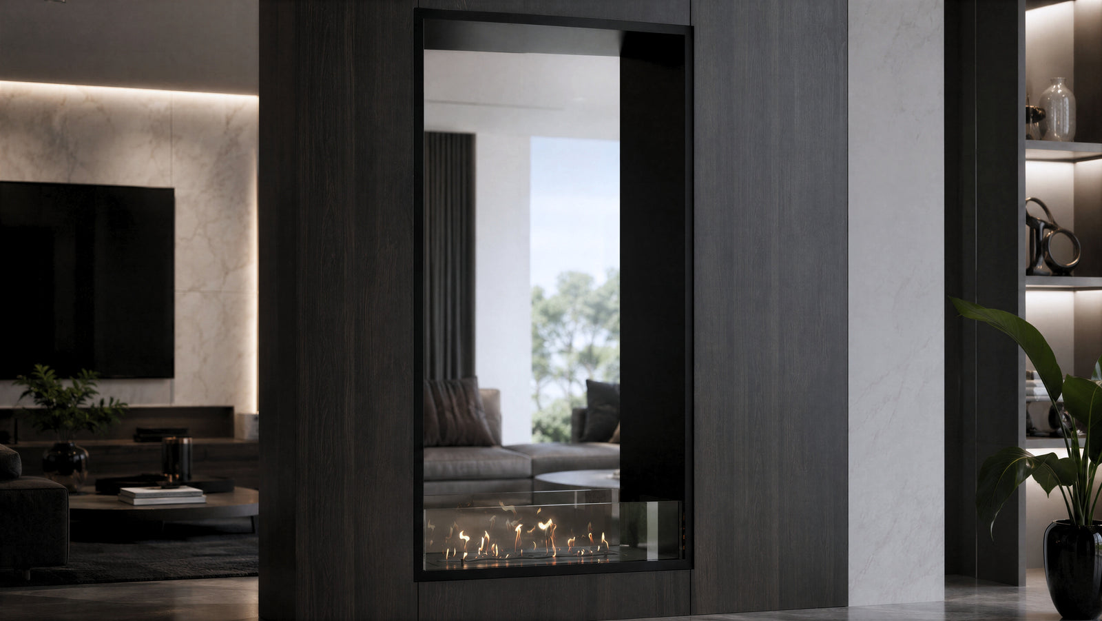 Fame Vertical See-Through Bio Ethanol Fireplace 70 x 200 cm