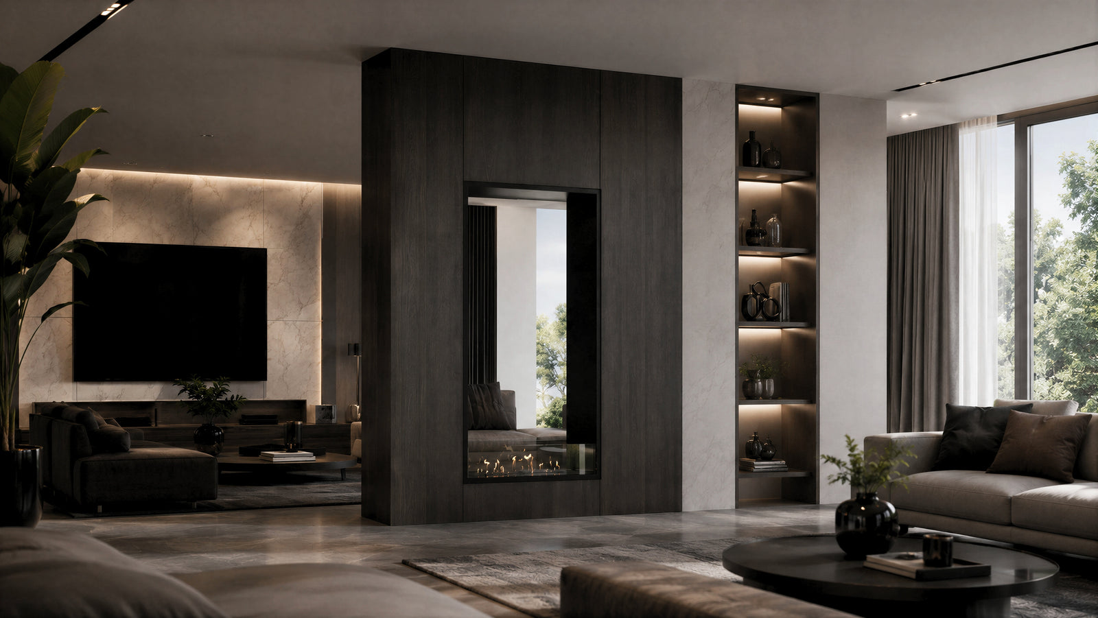 Fame Vertical See-Through Bio Ethanol Fireplace 70 x 200 cm