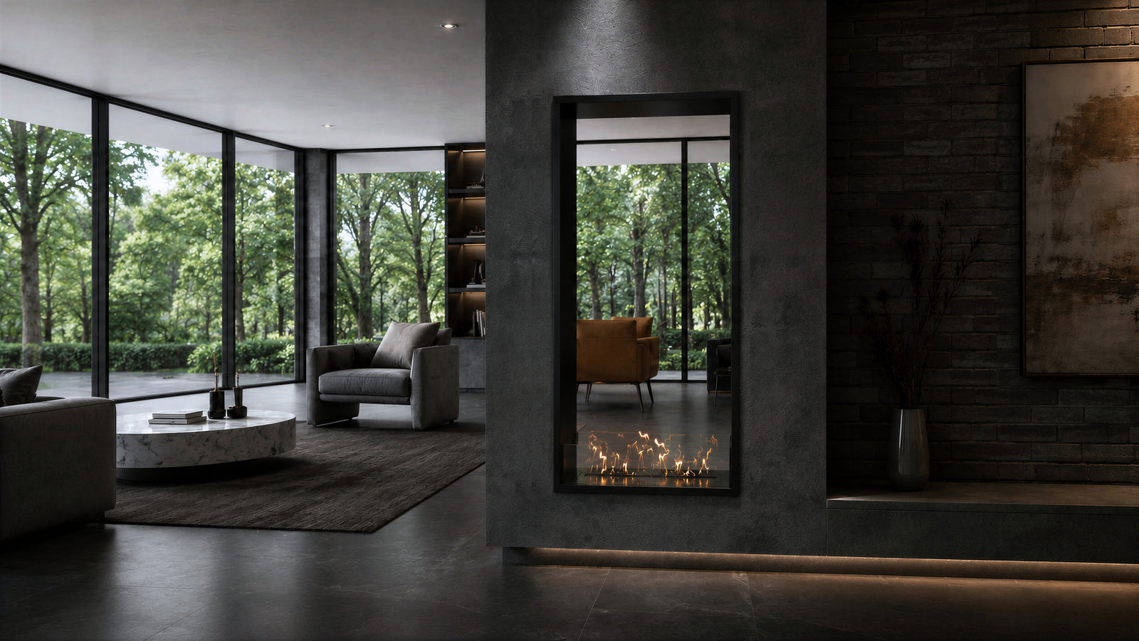 Fame Vertical See-Through Bio Ethanol Fireplace 80 x 120 cm