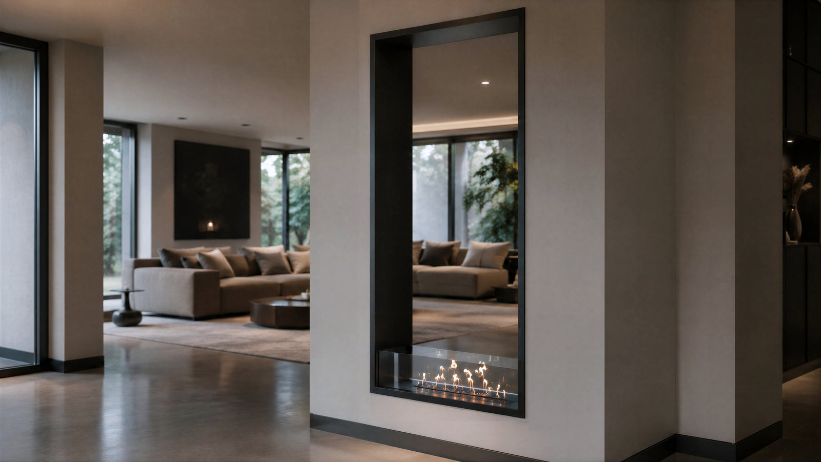 Fame Vertical See-Through Bio Ethanol Fireplace 80 x 140 cm