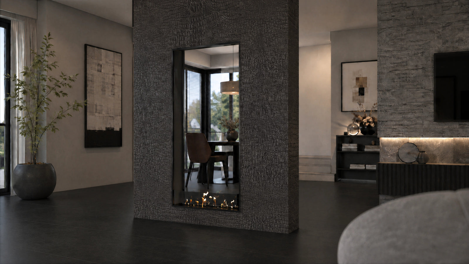 Fame Vertical See-Through Bio Ethanol Fireplace 80 x 160 cm