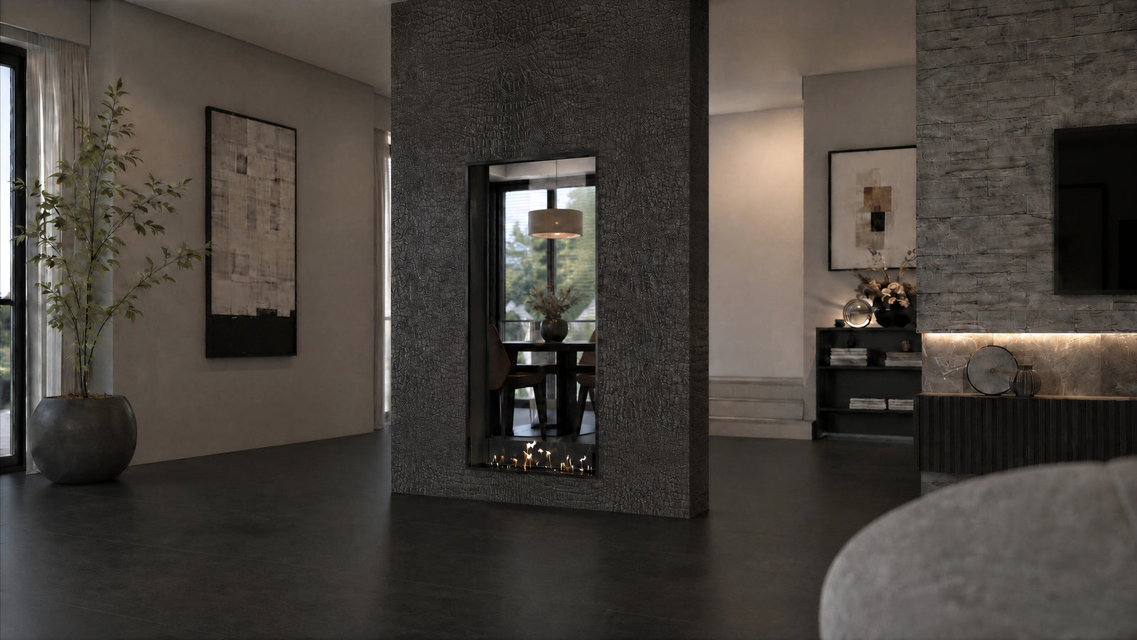 Fame Vertical See-Through Bio Ethanol Fireplace 80 x 160 cm