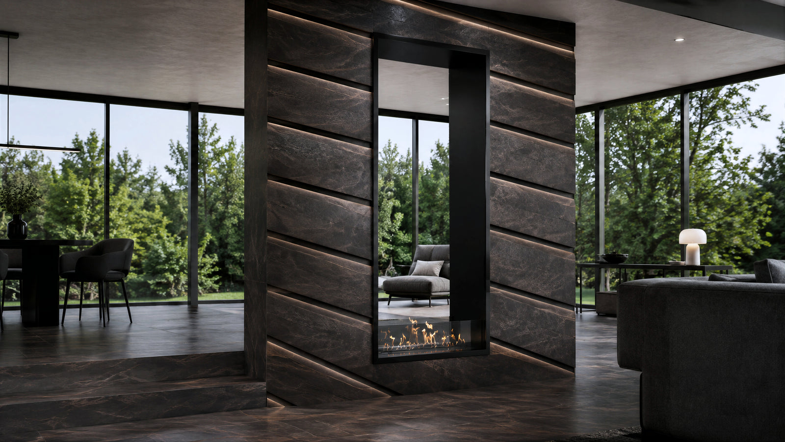 Fame Vertical See-Through Bio Ethanol Fireplace 80 x 180 cm