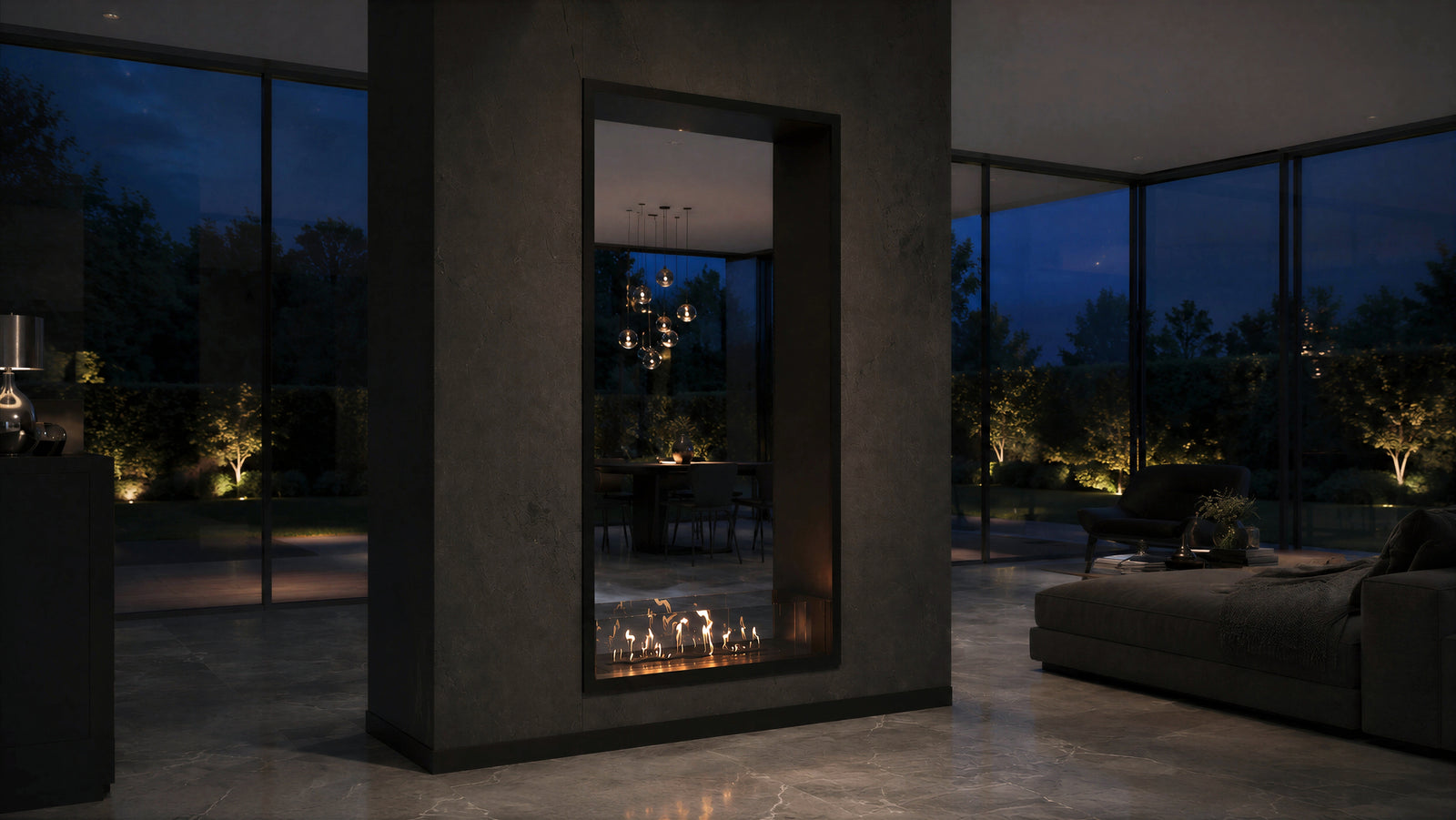 Fame Vertical See-Through Bio Ethanol Fireplace 80 x 200 cm