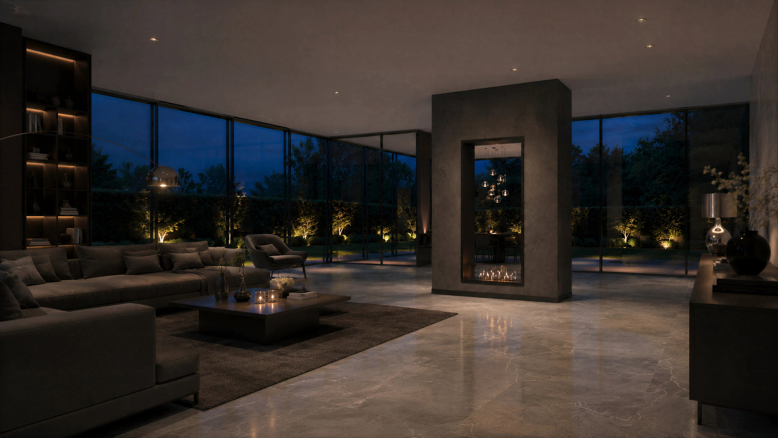 Fame Vertical See-Through Bio Ethanol Fireplace 80 x 200 cm