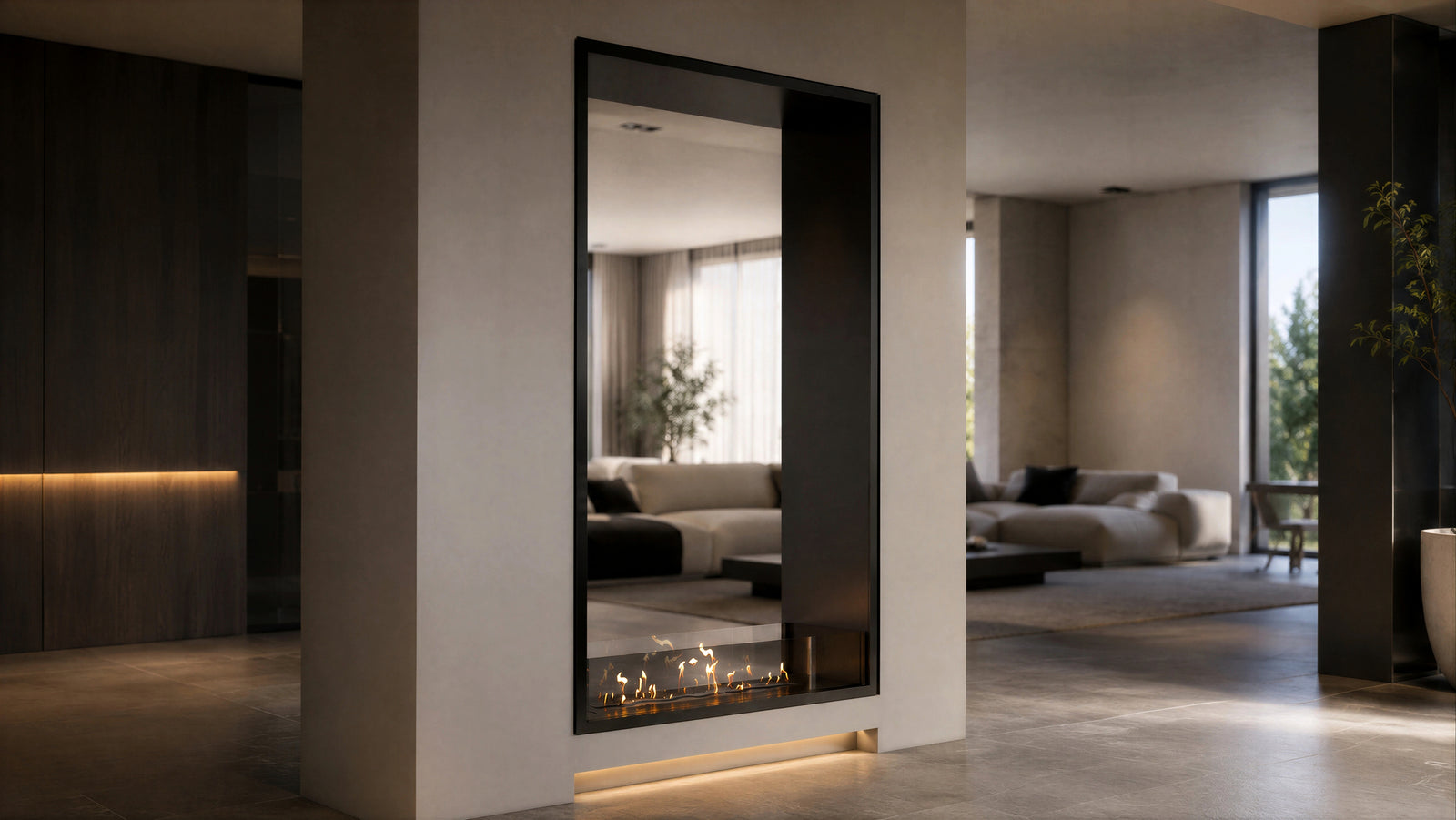 Fame Vertical See-Through Bio Ethanol Fireplace 90 x 100 cm