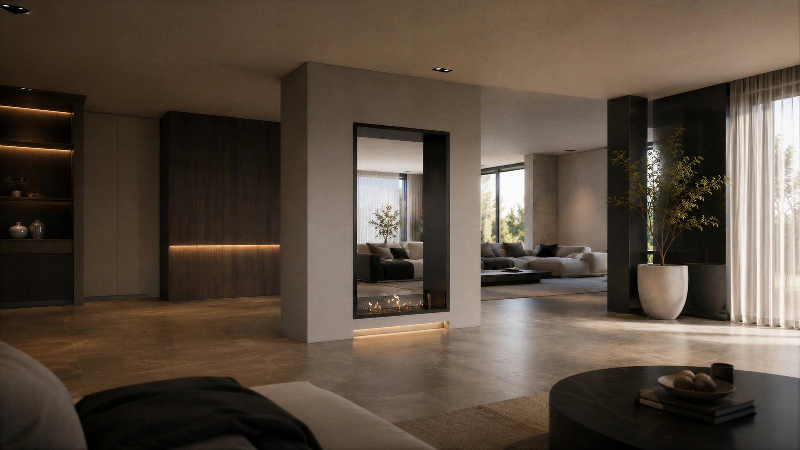 Fame Vertical See-Through Bio Ethanol Fireplace 90 x 100 cm