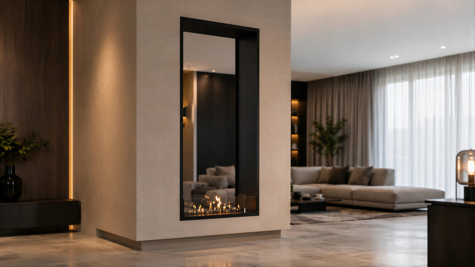Fame Vertical See-Through Bio Ethanol Fireplace 90 x 120 cm
