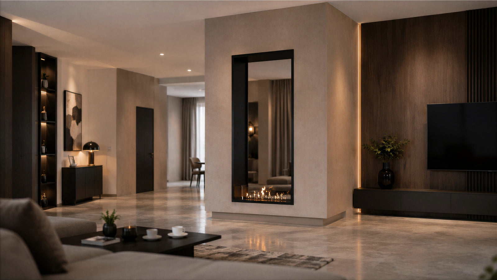 Fame Vertical See-Through Bio Ethanol Fireplace 90 x 120 cm