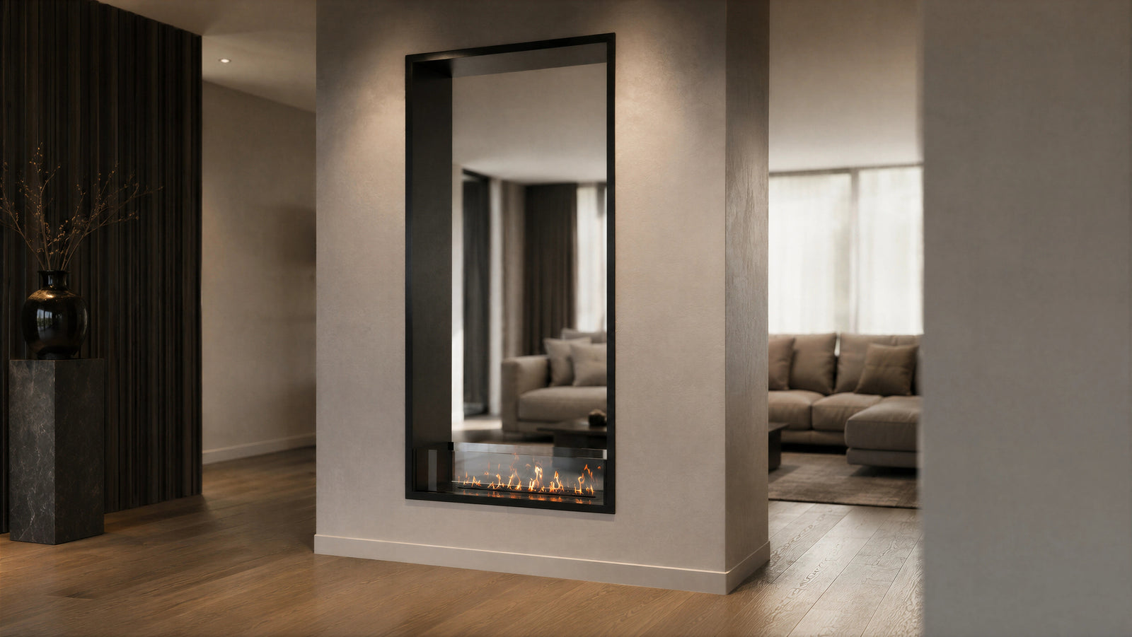 Fame Vertical See-Through Bio Ethanol Fireplace 90 x 140 cm