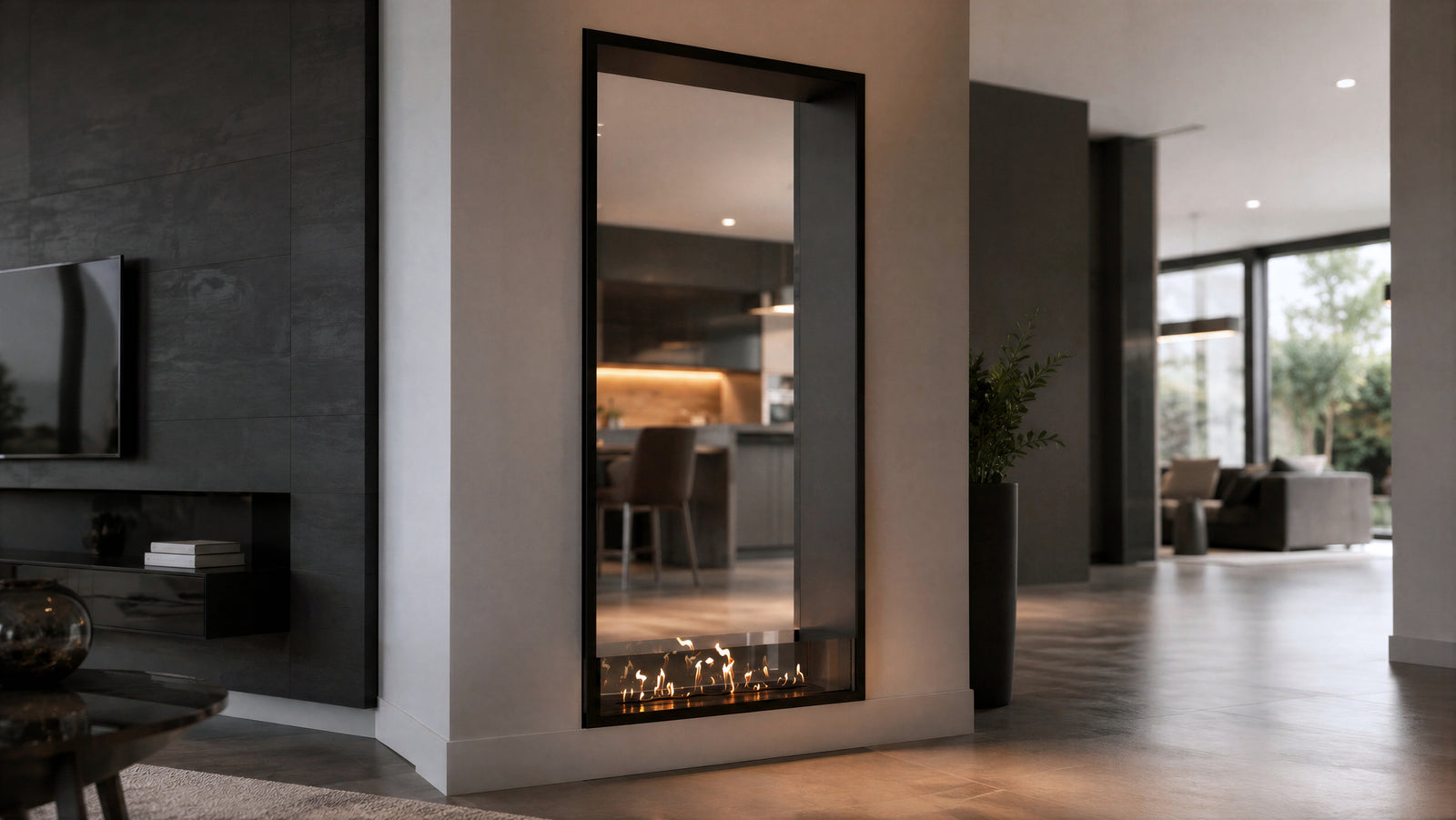Fame Vertical See-Through Bio Ethanol Fireplace 90 x 160 cm