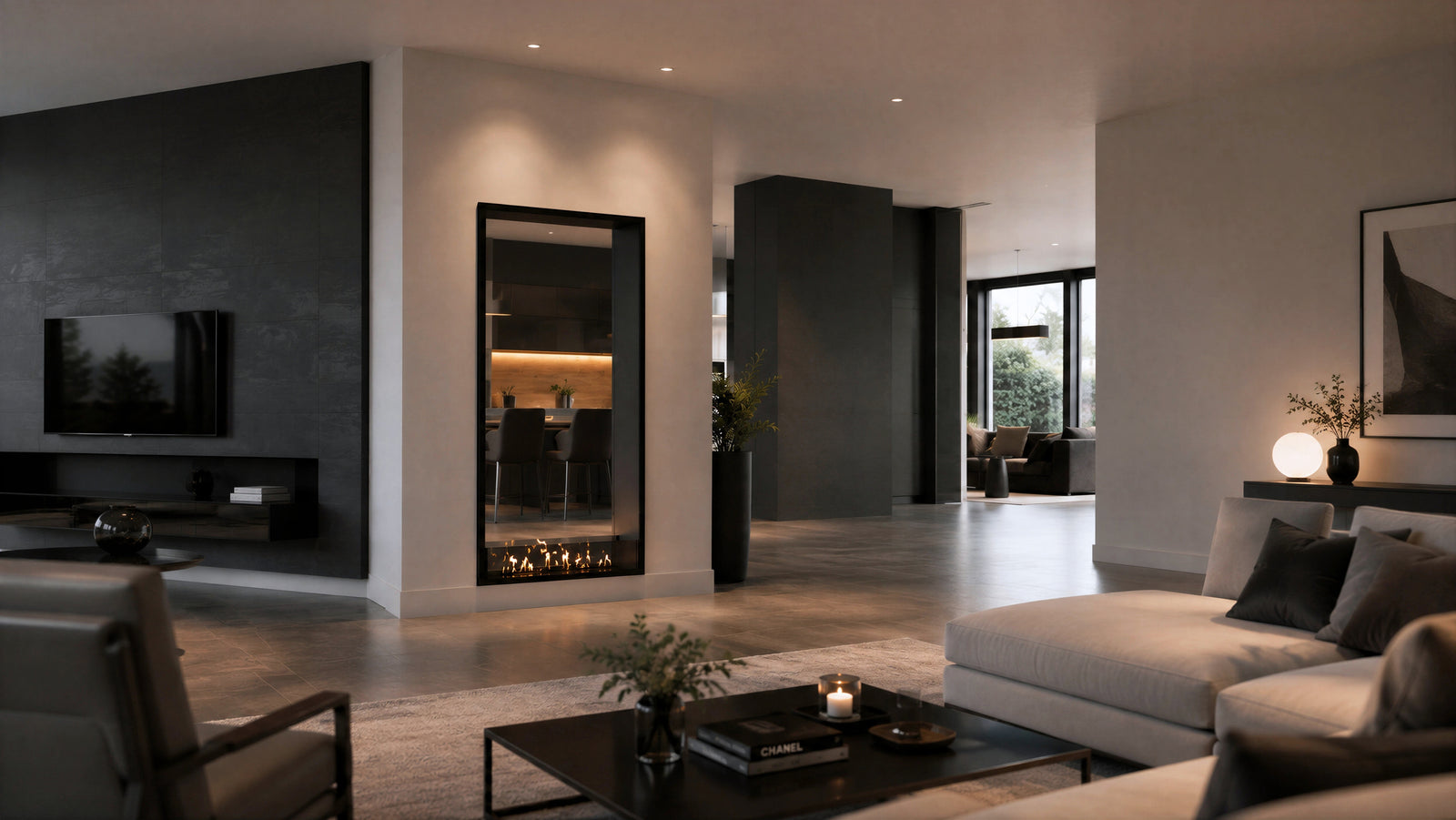 Fame Vertical See-Through Bio Ethanol Fireplace 90 x 160 cm