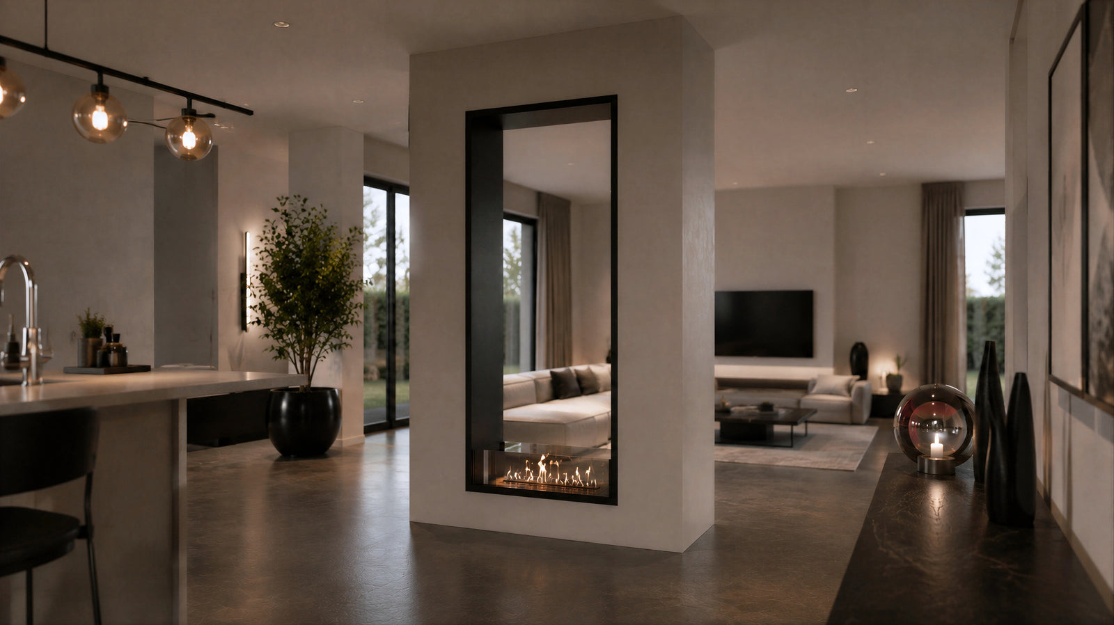 Fame Vertical See-Through Bio Ethanol Fireplace 90 x 180 cm