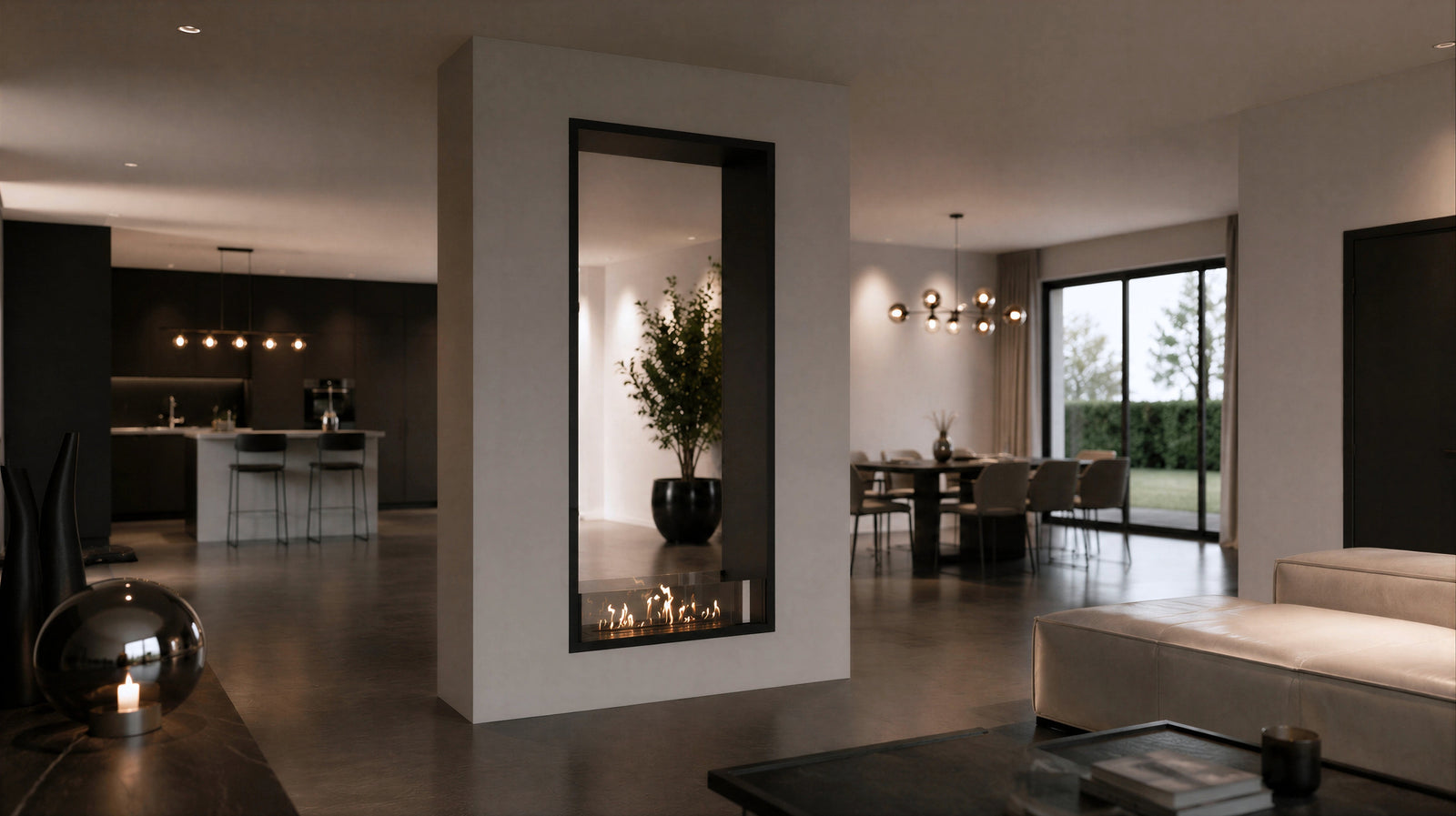 Fame Vertical See-Through Bio Ethanol Fireplace 90 x 180 cm