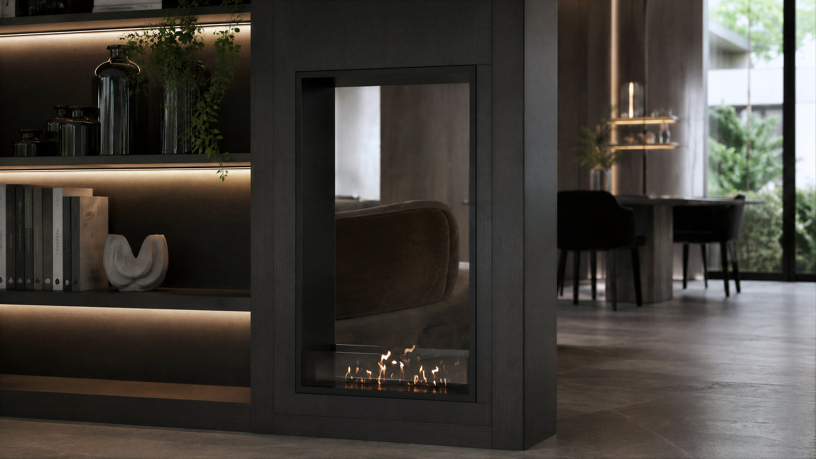 Fame Vertical See-Through Bio Ethanol Fireplace 90 x 200 cm